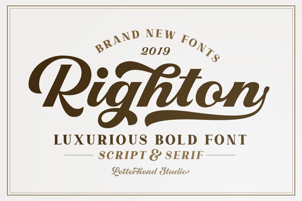高端品牌设计手写风格/衬线二重奏字体第一素材精选 Righton – Script & Serif Font Duo插图