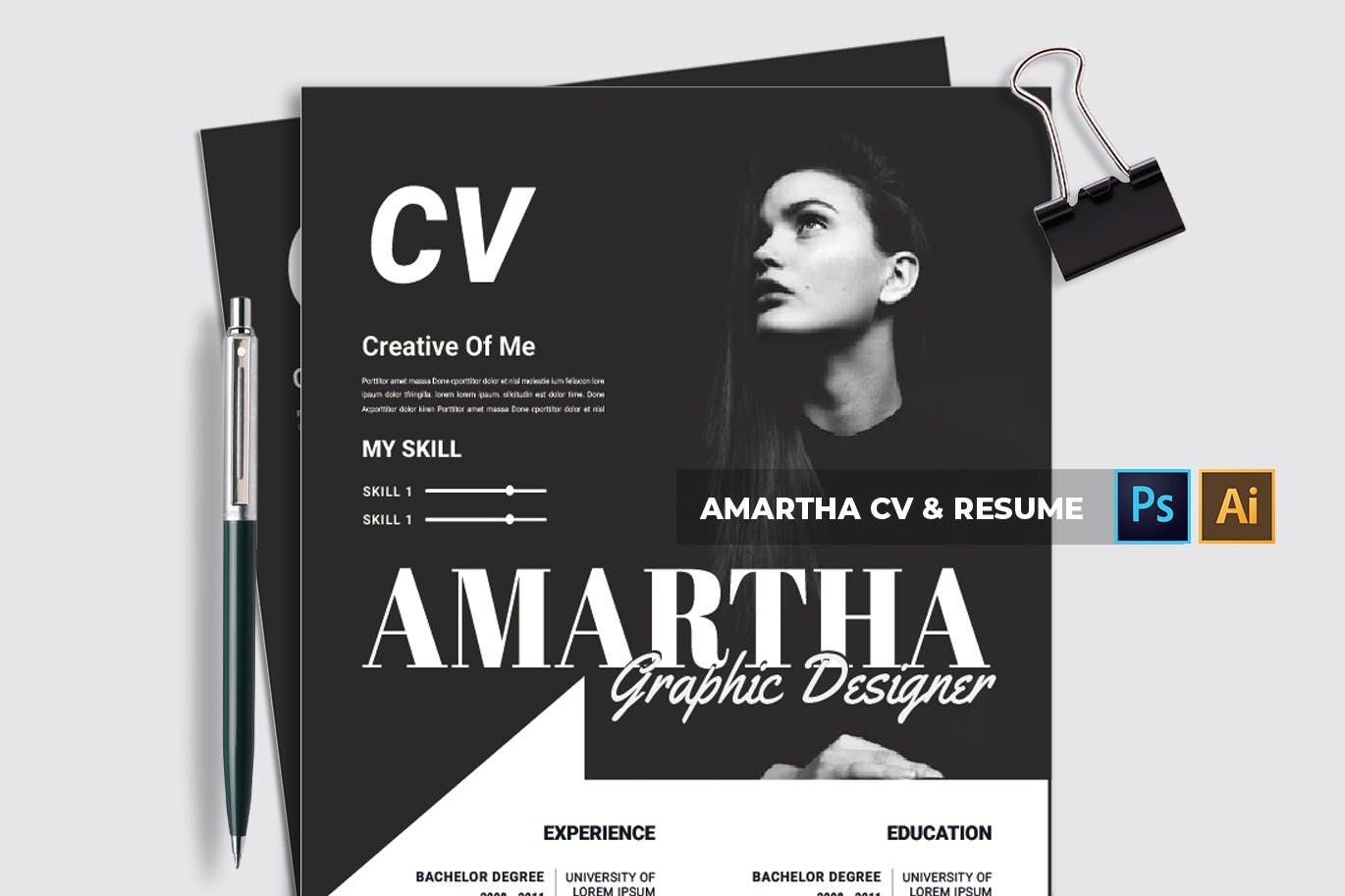 图形设计师/模特/时装设计师个人电子简历模板 Amartha | CV & Resume插图(2)