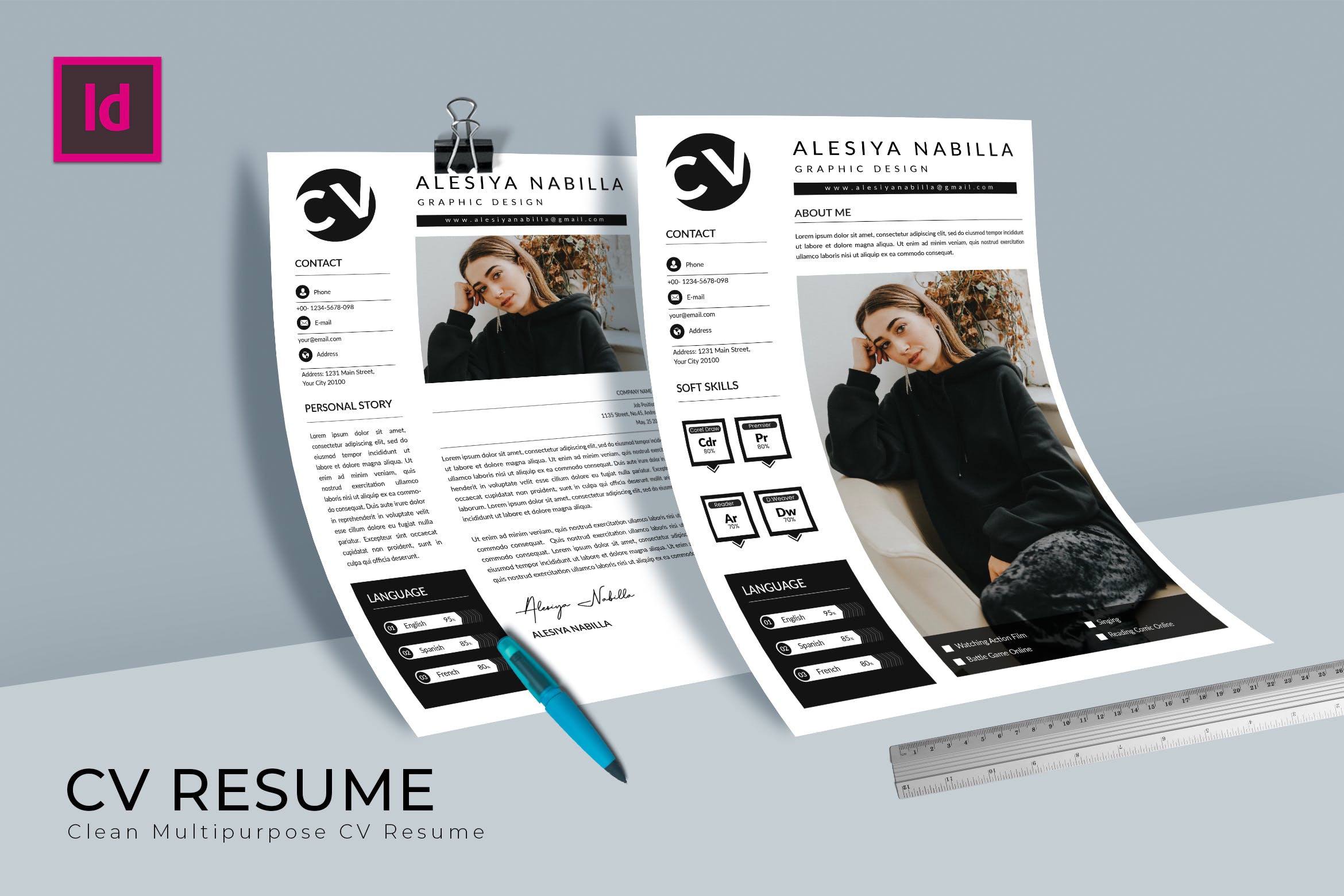 图形设计师介绍信&蚂蚁素材精选简历模板 Beautiful CV Resume Design插图