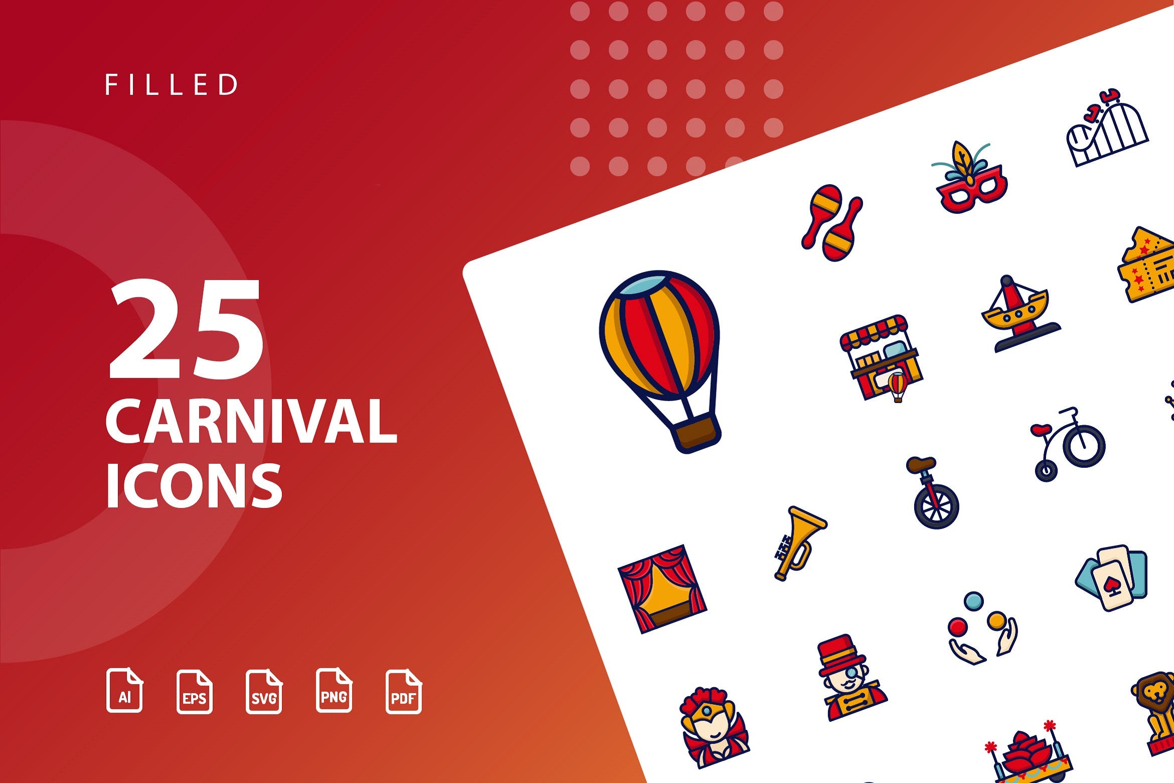25枚狂欢节填充第一素材精选图标素材 Carnival Filled插图