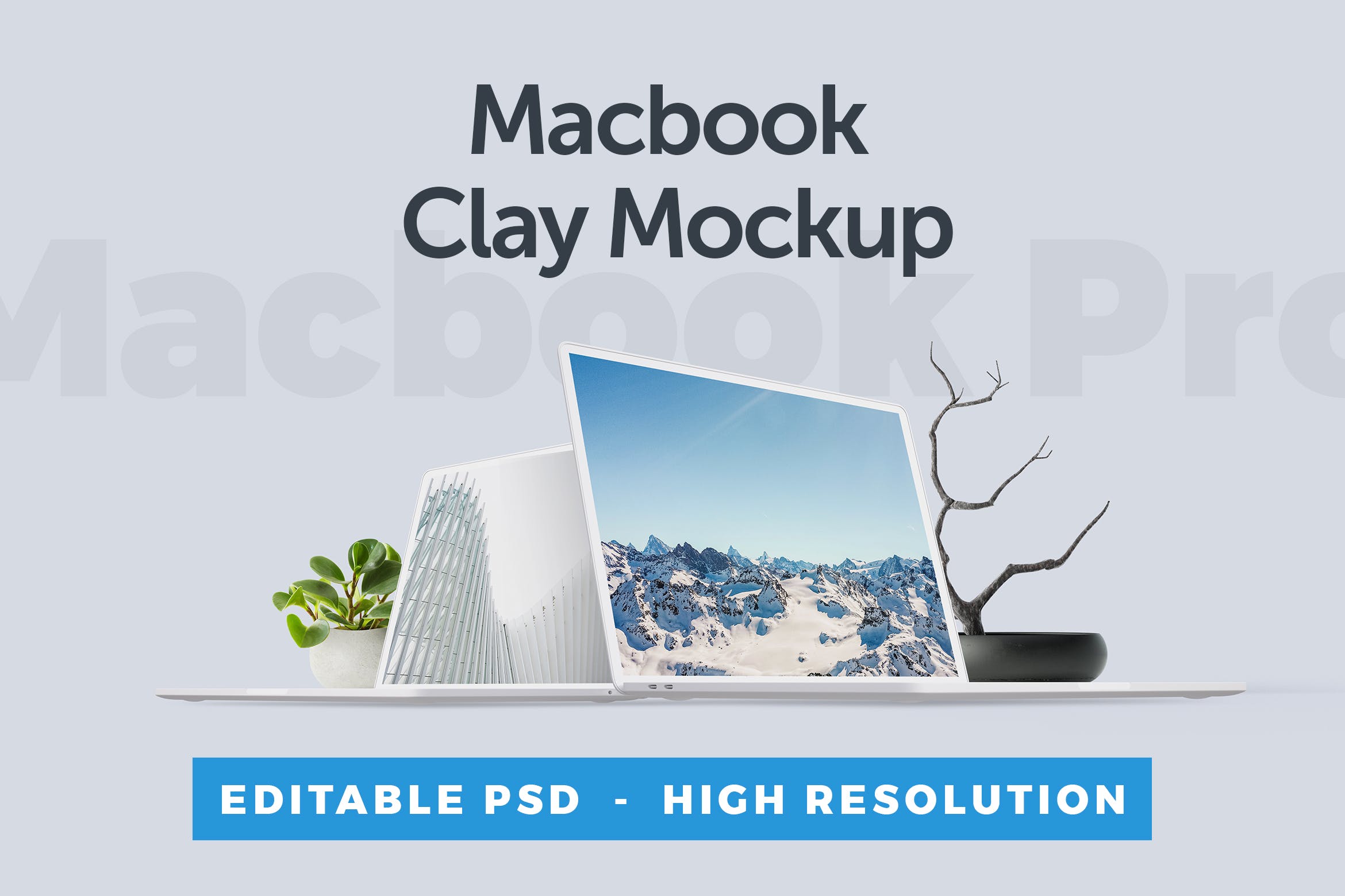 MacBook笔记本电脑屏幕演示第一素材精选样机 Macbook Clay Mockup插图