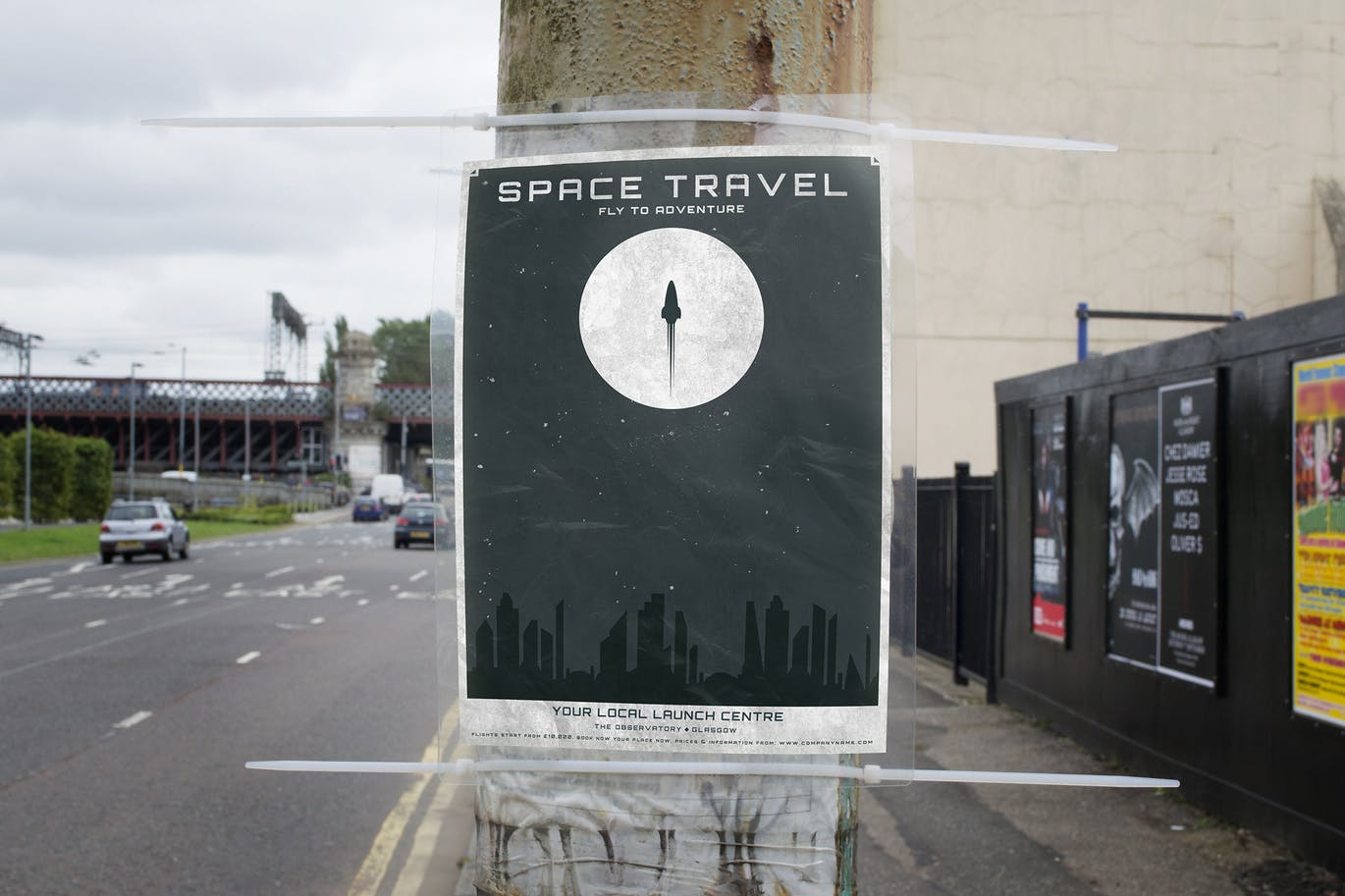 城市海报灯柱张贴效果图样机蚂蚁素材精选 Urban City Poster Mockup插图