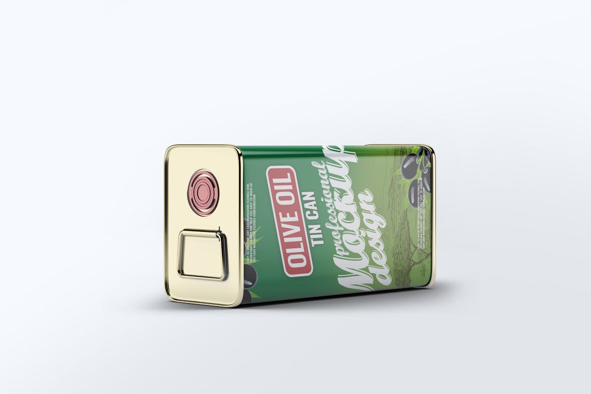 橄榄油罐头包装外观设计效果图第一素材精选模板 Tin Can Olive Oil Mock-Up插图(6)