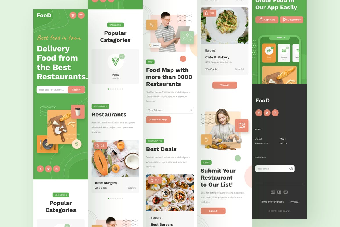 在线订餐/餐厅响应式网站设计蚂蚁素材精选模板 Food Delivery Restaurant Responsive Template插图(6)