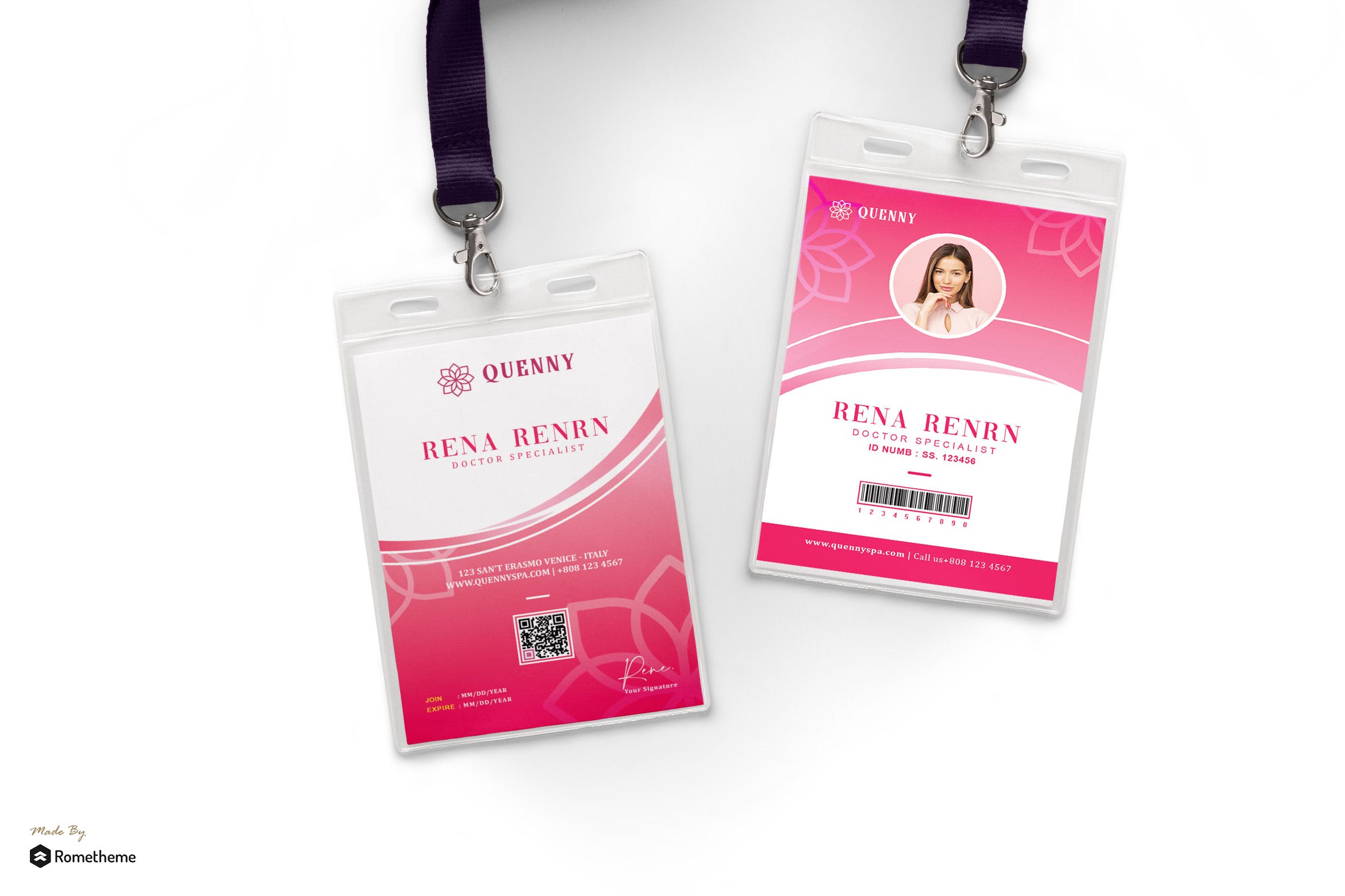美容SPA会所/美容化妆品企业工牌胸牌设计模板 Quenny – Spa and Beauty Id Card HR插图