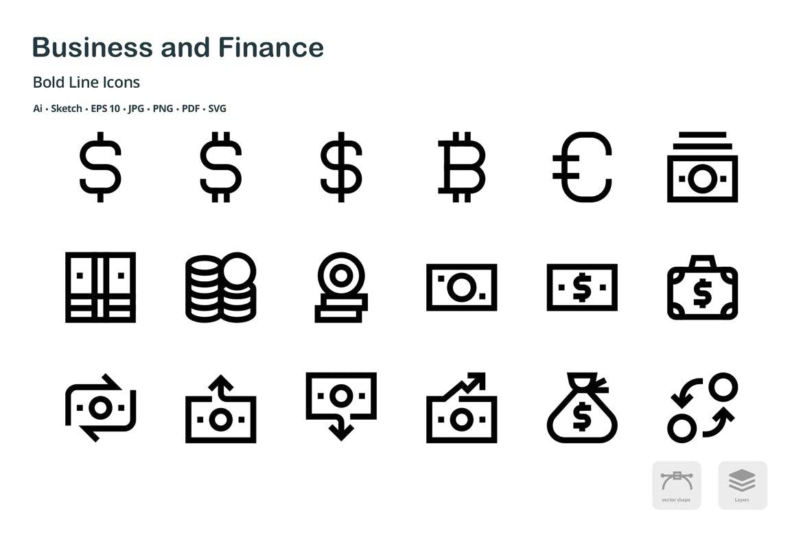 商业&金融主题粗线条风格矢量蚂蚁素材精选图标 Business and Finance Mini Bold Line Icons插图(3)