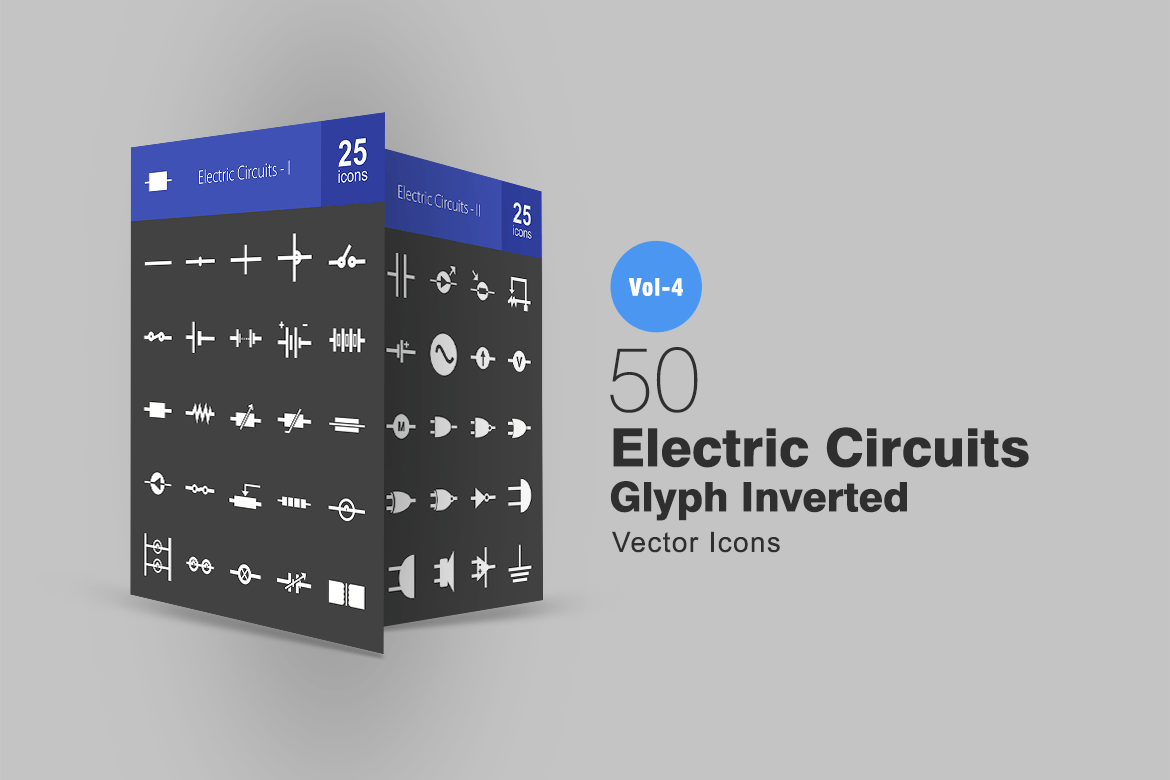 50枚电路线路板主题反转色字体第一素材精选图标 50 Electric Circuits Glyph Inverted Icons插图
