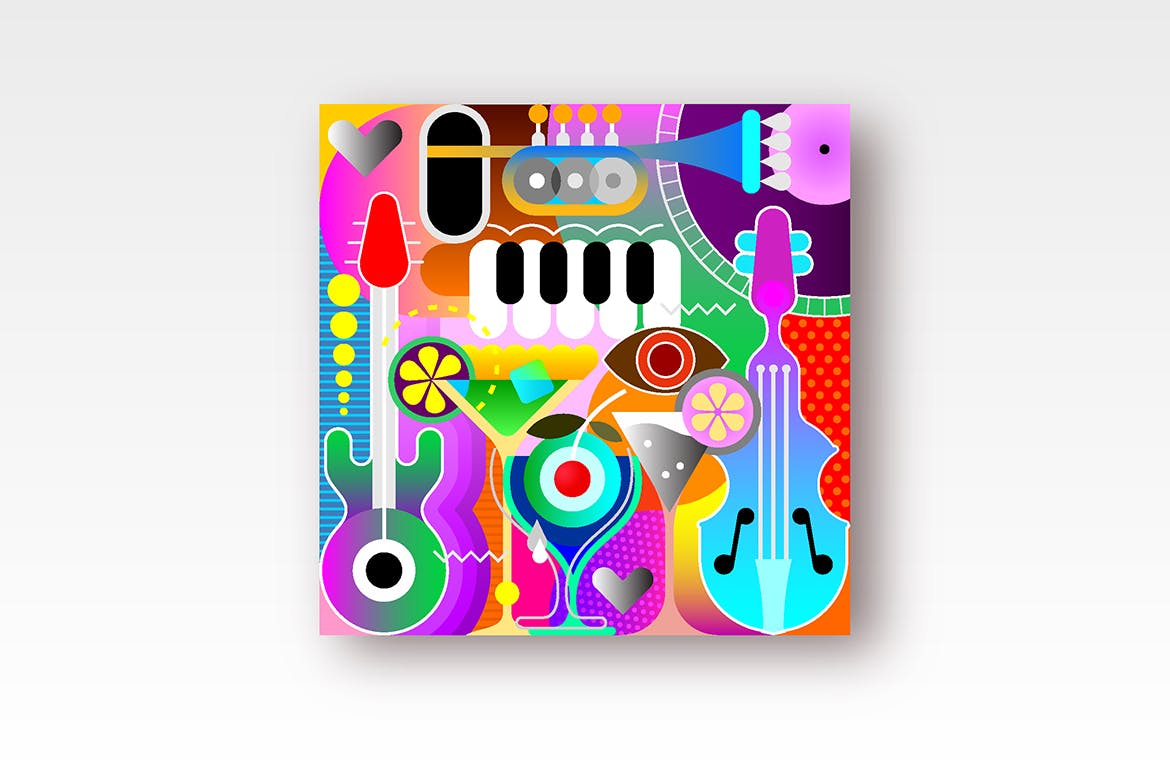 音乐主题狂想曲抽象矢量艺术插画 Musical Design vector artwork插图
