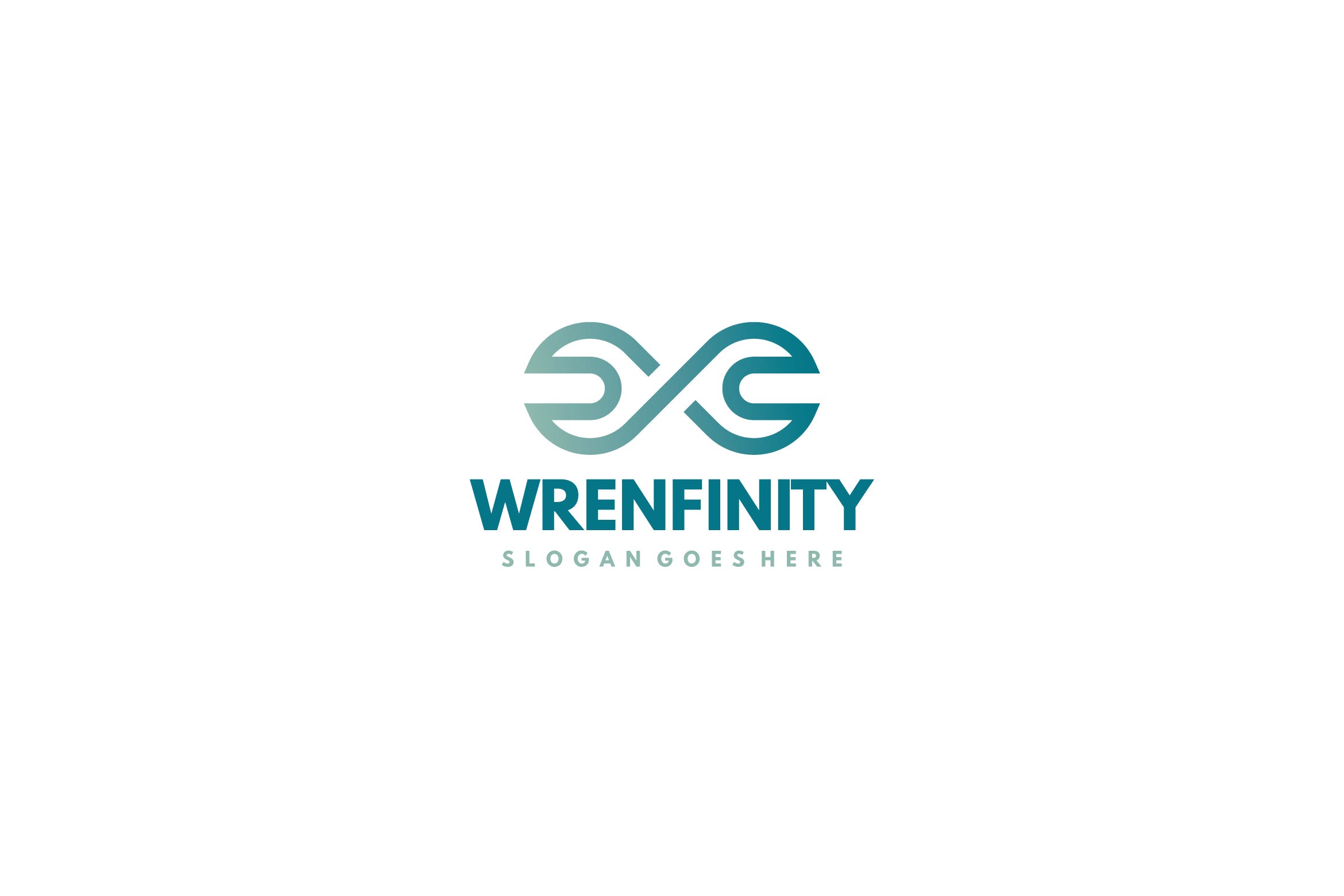 工具品牌汽修行业适用扳手无限图形标志Logo设计第一素材精选模板 Wrench Infinity Logo插图