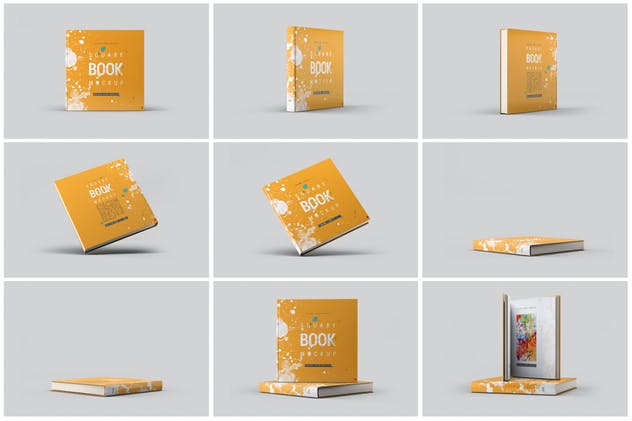 方形精装图书封面效果图样机蚂蚁素材精选 Square Book Mock-Up插图(4)