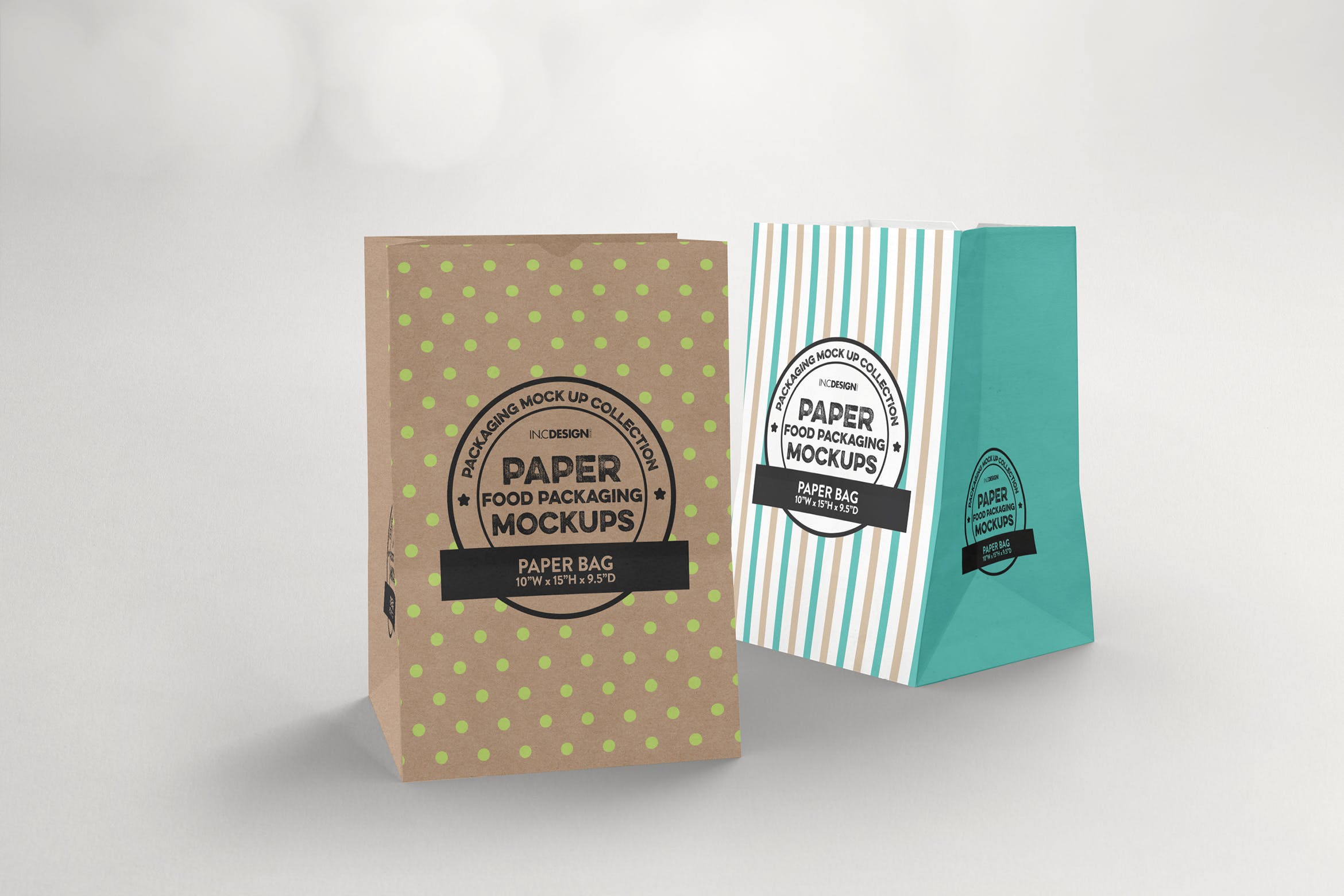 杂货纸袋包装设计效果图蚂蚁素材精选 Grocery Paper Bags Packaging Mockup插图