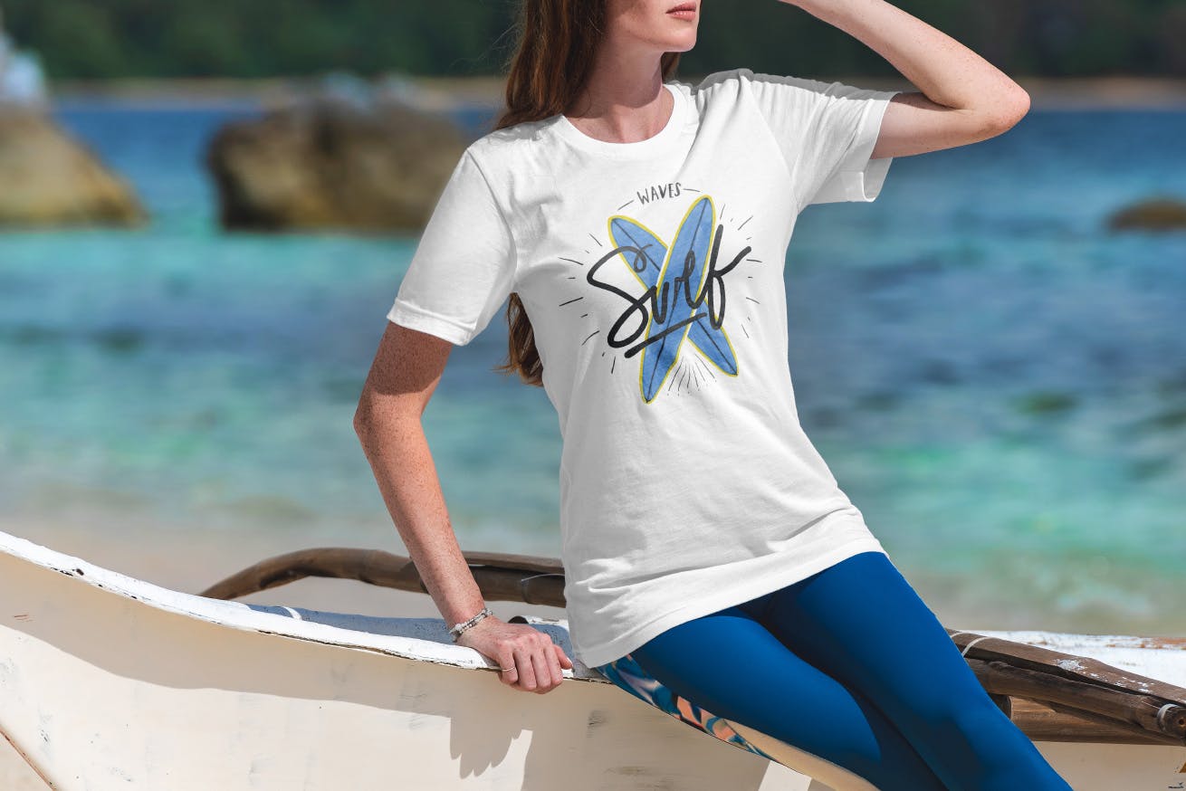 度假系列-休闲服装印花图案设计展示样机大洋岛精选v1 T-Shirt Mockup Vacation Edition Vol. 1插图8