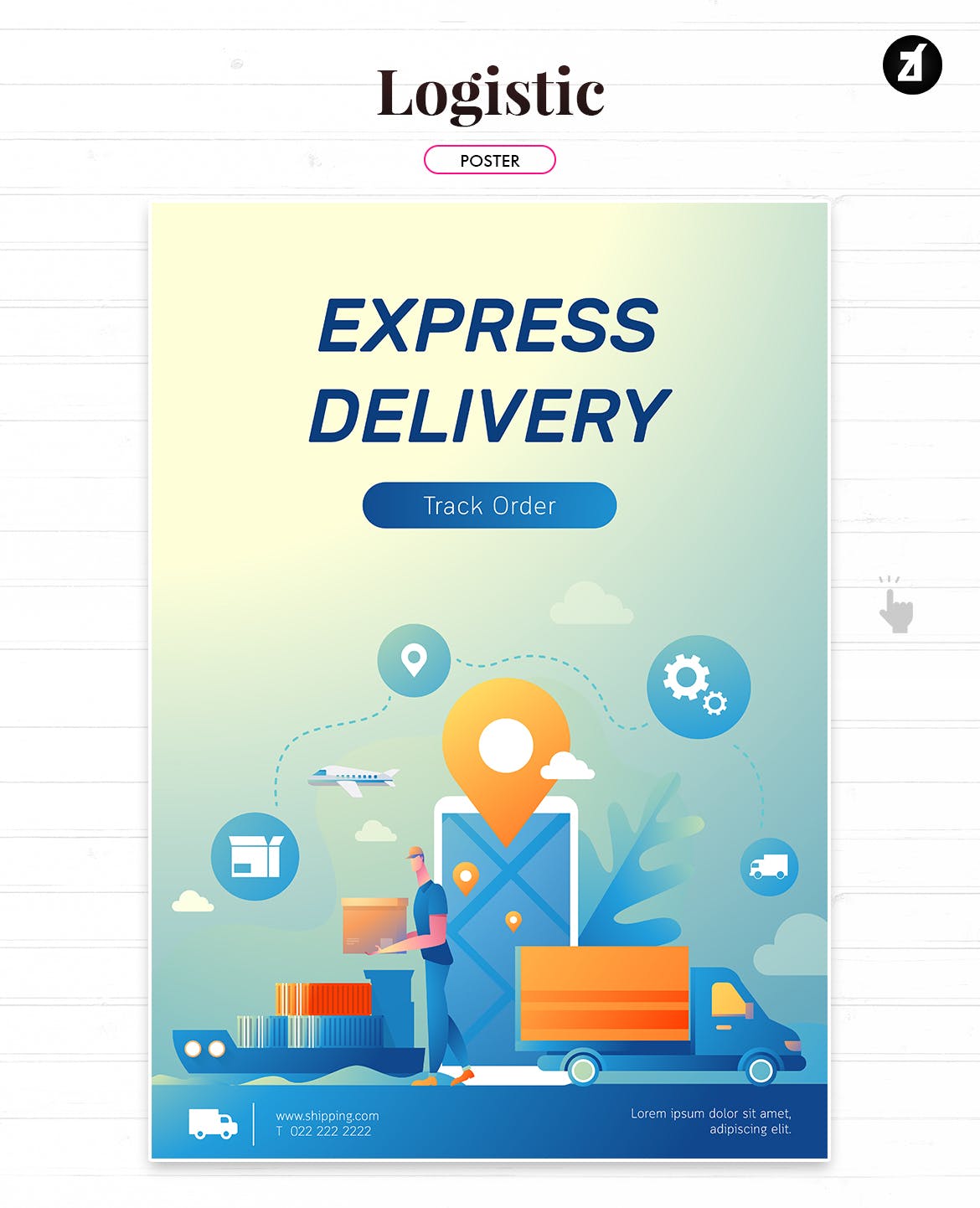 物流配送主题矢量插画设计素材 Logistic and delivery illustration with layout插图(1)