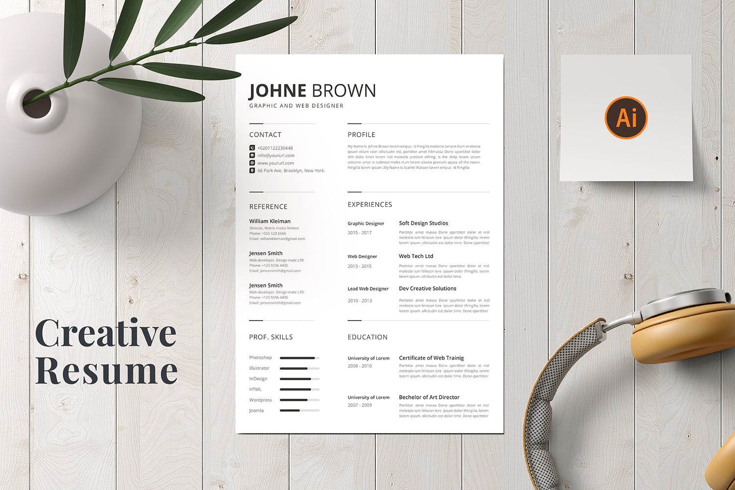 图形&网站设计师履历表排版设计模板 CV Resume插图
