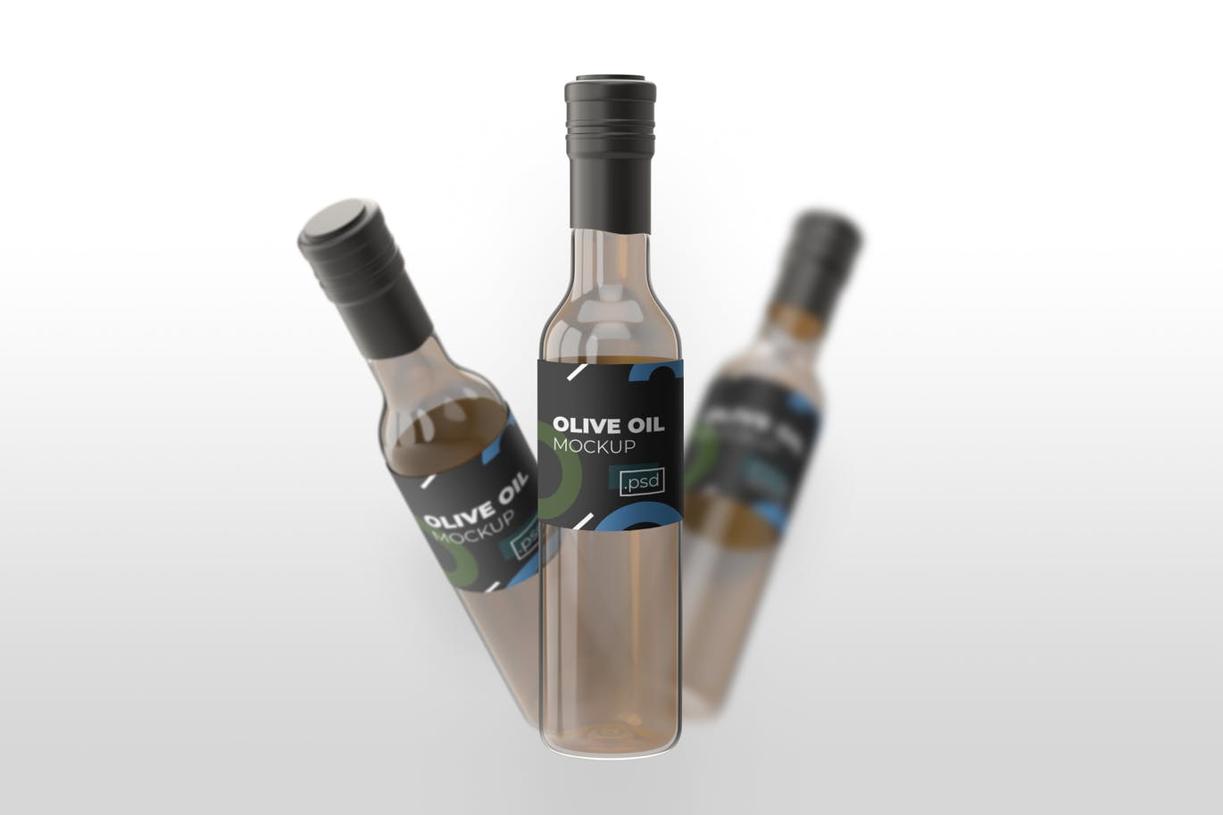 橄榄油透明玻璃瓶外观设计第一素材精选 Realistic Olive Oil Bottle – Mockups插图