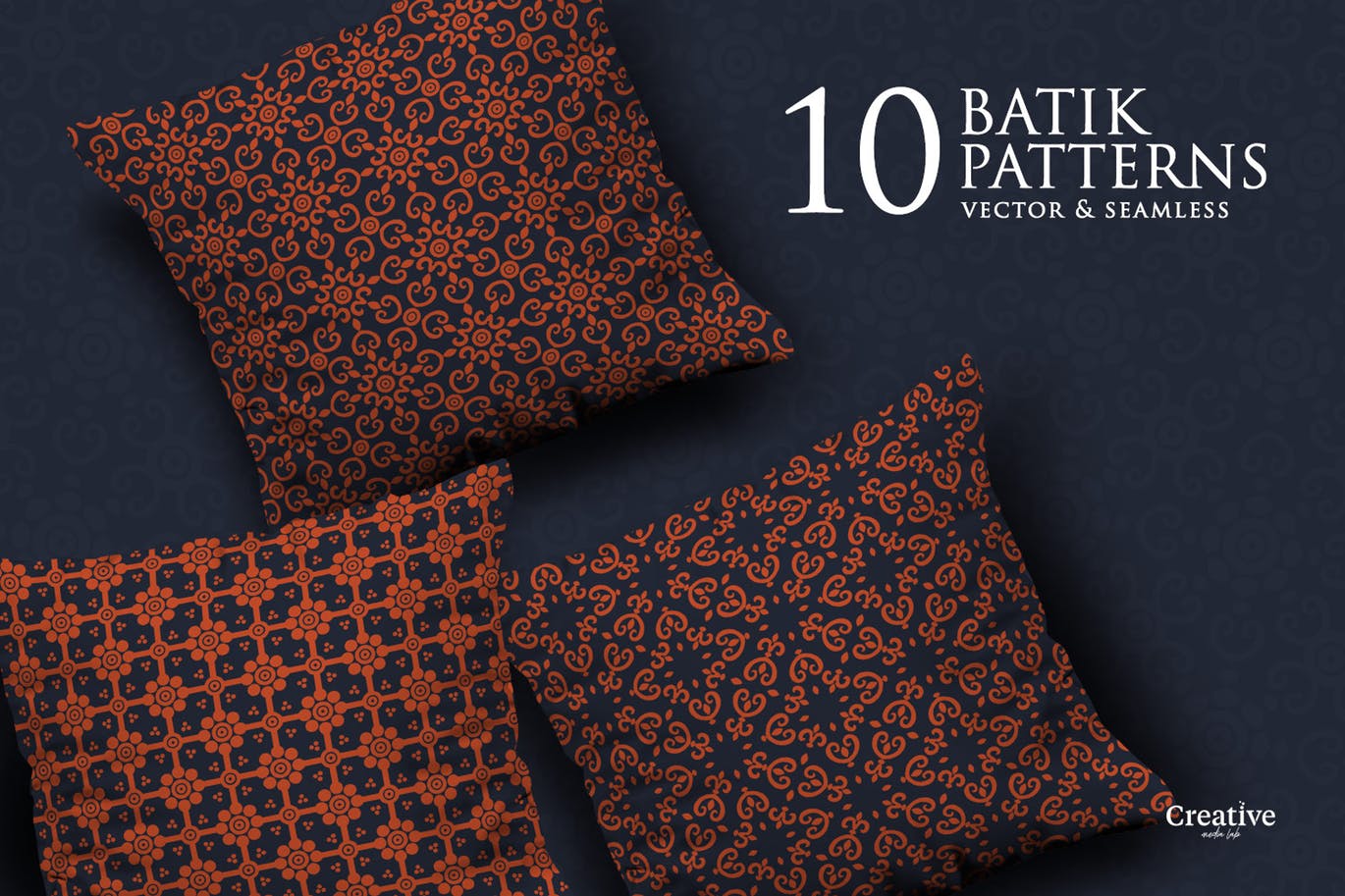 蜡染无缝印花图案背景设计素材包 Batik Seamless pattern set插图