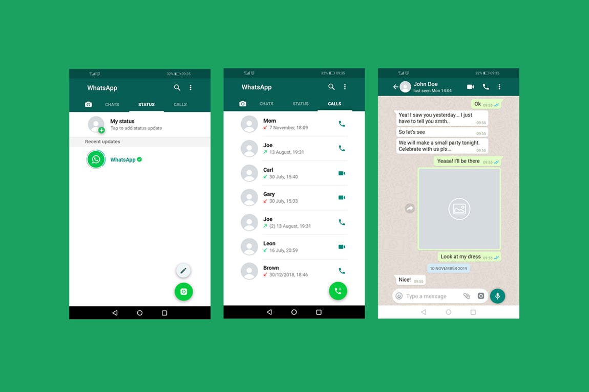WhatsApp应用界面设计展示第一素材精选样机模板 WhatsApp Mock-Up Template插图(2)