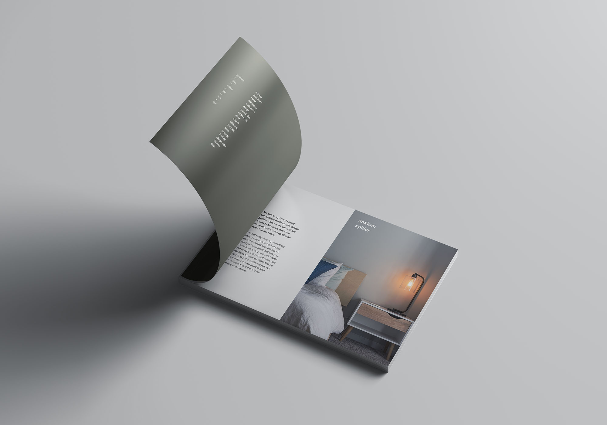 A4规格企业画册/产品手册封面&内页排版设计展示样机第一素材精选 A4 Landscape Perfect Binding Brochure Mockup插图(4)