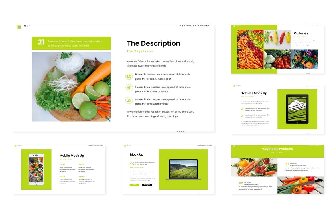 农产品/蔬果品牌演示第一素材精选Keynote模板模板 Vegetable – Keynote Template插图(3)