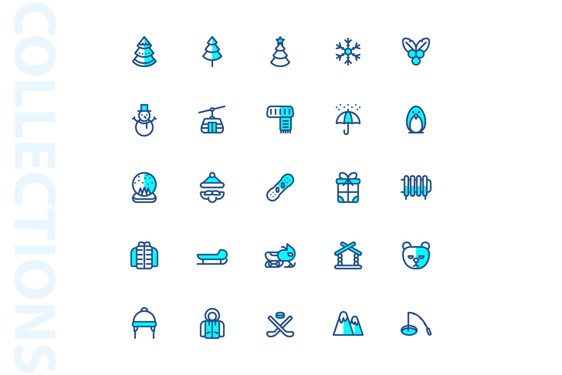 25枚冬天主题双色调矢量蚂蚁素材精选图标v1 Winter Two Tone Icons插图(3)