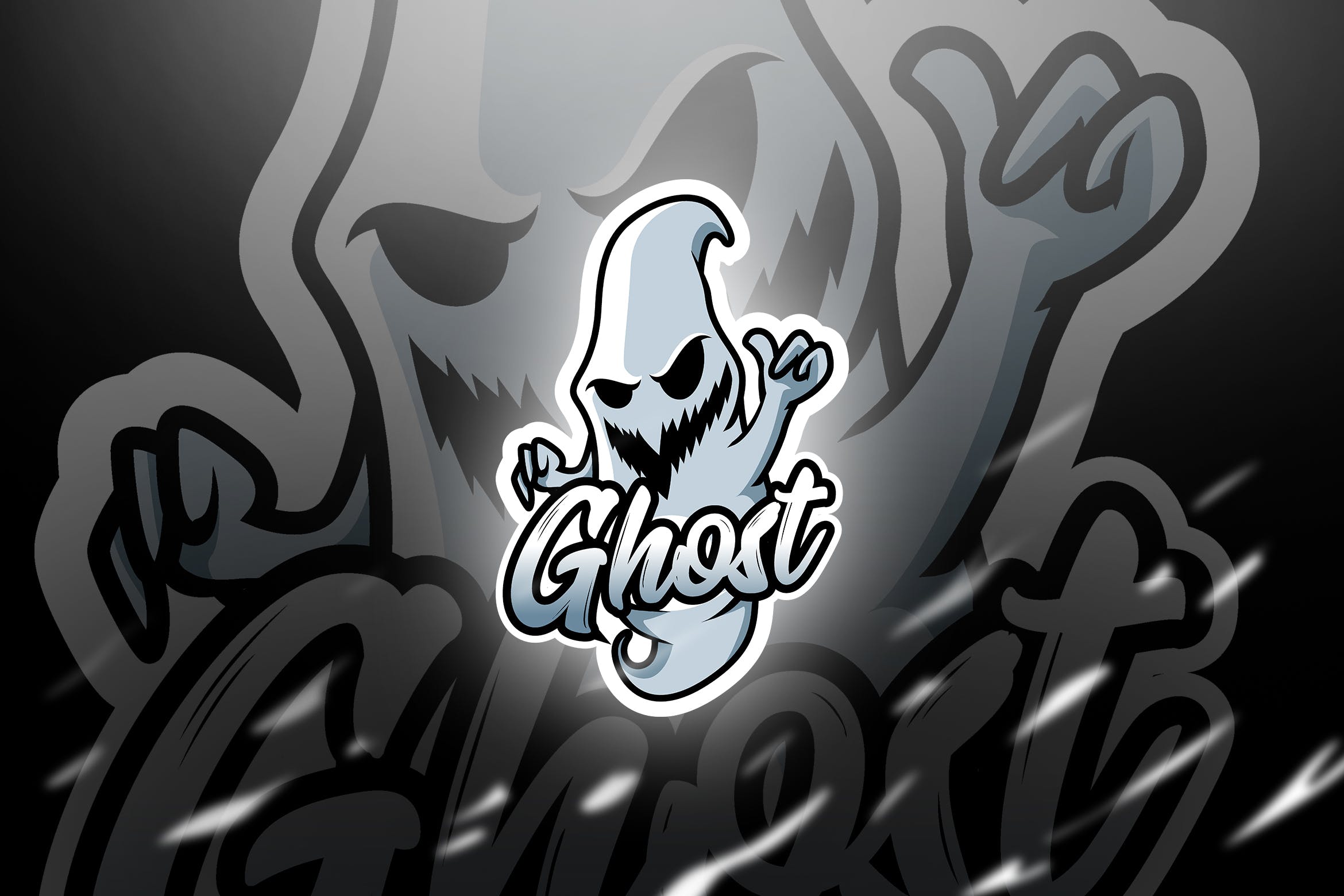 幽灵图案游戏竞技俱乐部战队队徽Logo模板 ghost – Mascot & Esport Logo插图