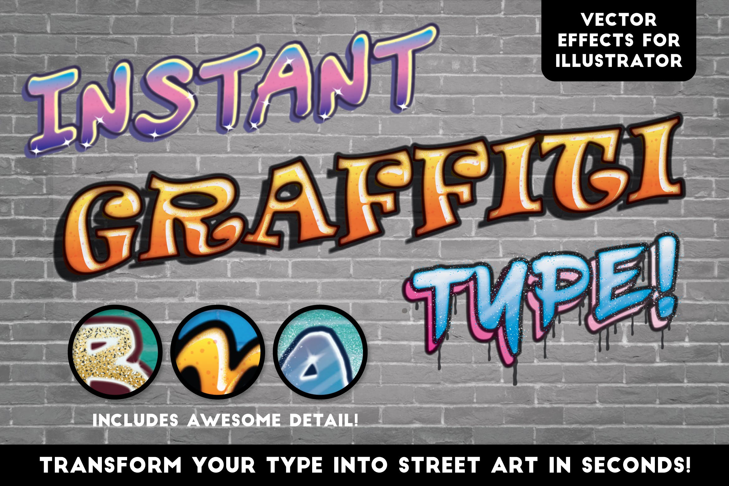 AI矢量设计街头涂鸦文字效果样式 Instant Graffiti Type Effects插图