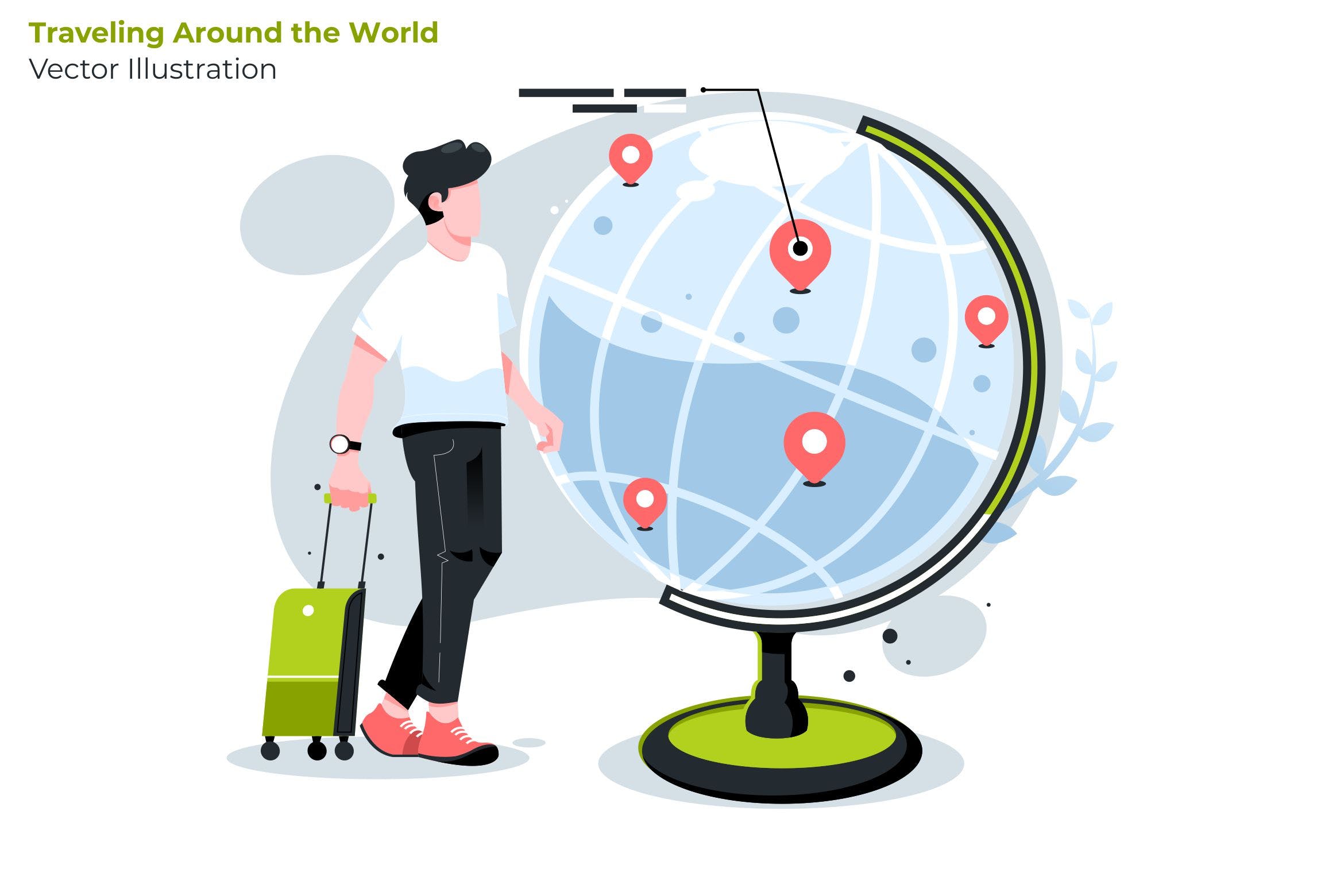 环球旅行主题矢量概念插画素材 Traveling World – Vector Illustration插图