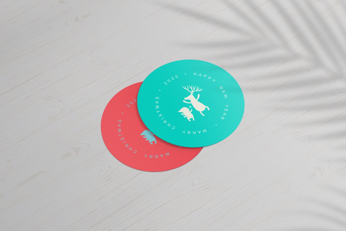 圆形卡片/贴纸设计效果图样机大洋岛精选v1 Round Cards / Stickers Mock-Ups Vol.1插图4