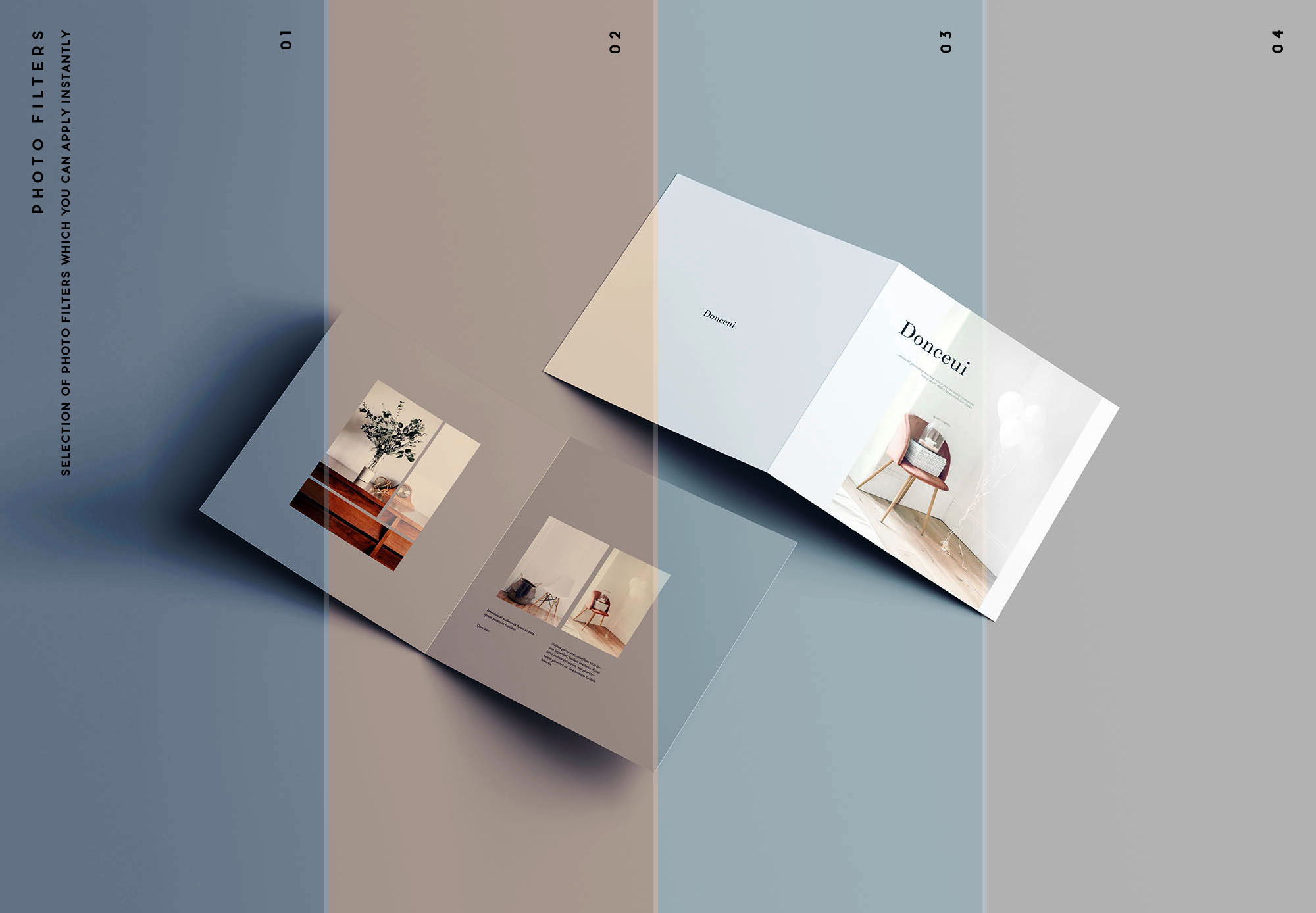 方形双折叠小册子封面&内页设计图样机第一素材精选 Square Bifold Brochure Mockup插图(10)