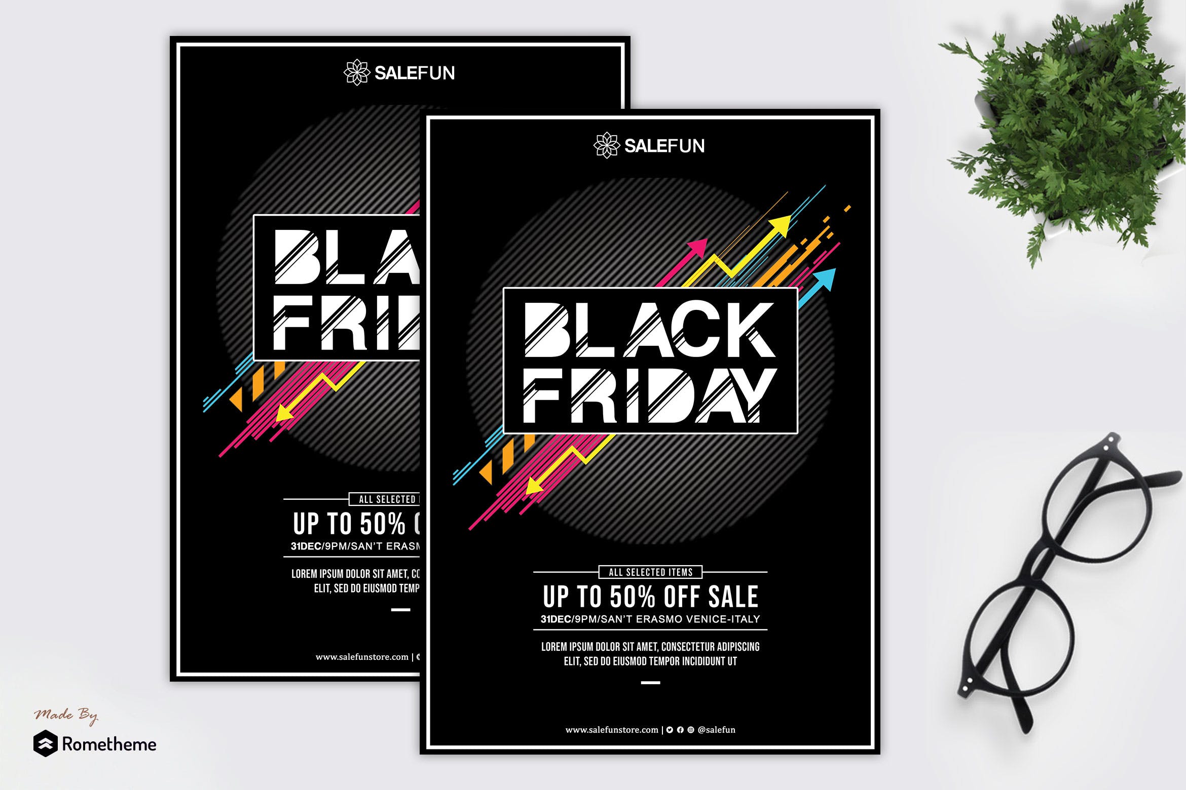 黑色星期五大卖场广告海报传单蚂蚁素材精选PSD模板 Salefun – Happy Black Friday Flyer HR插图