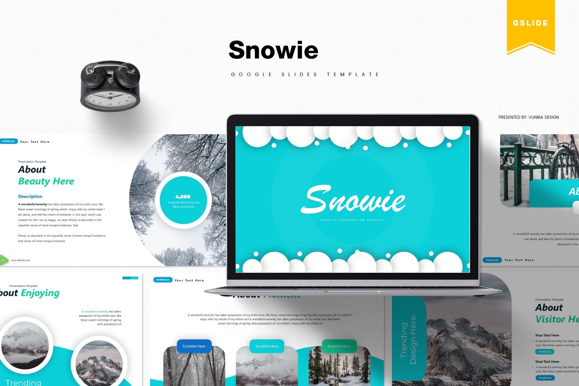 冬天主题风格谷歌幻灯片设计模板下载 Snowie | Google Slides Template插图