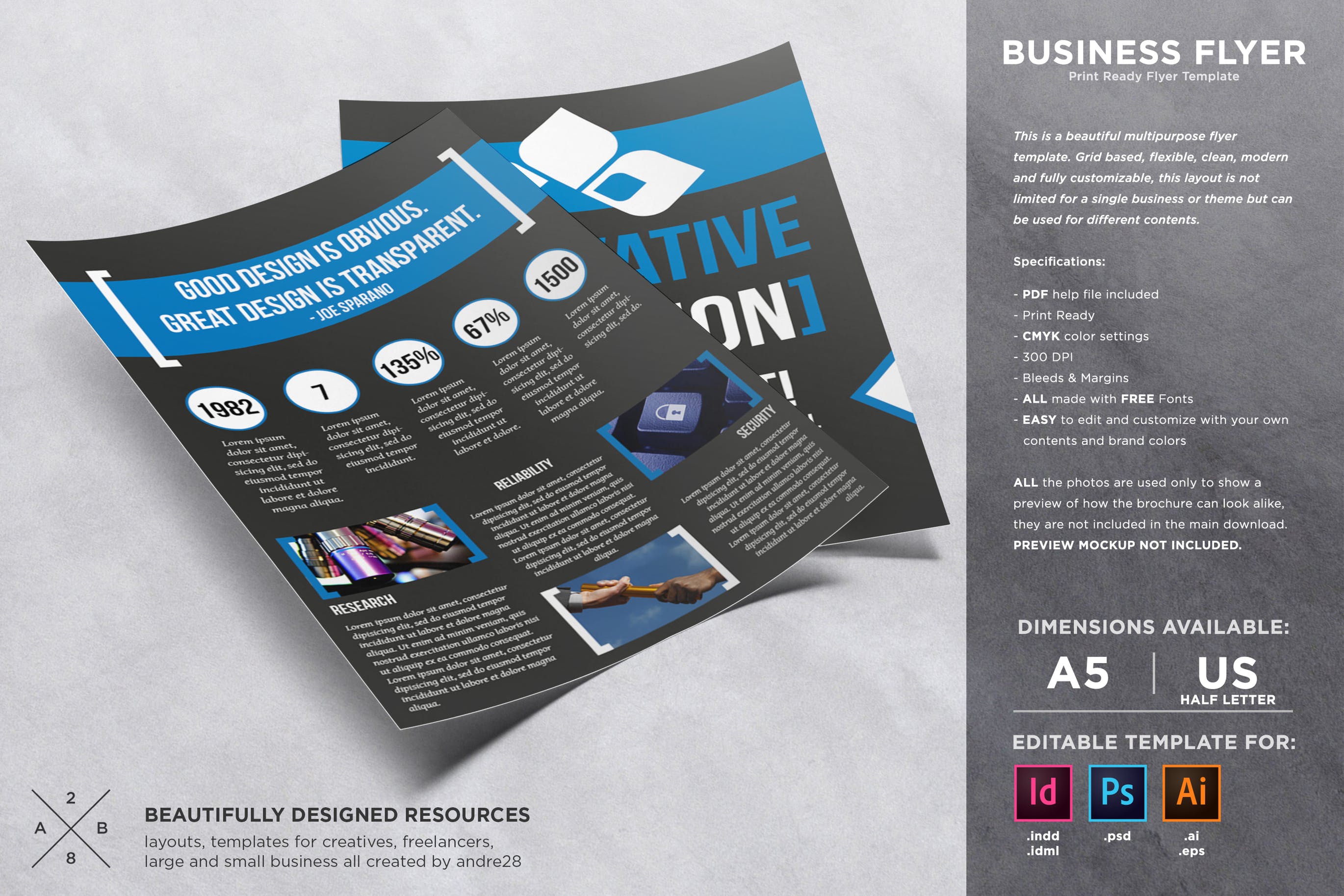 经典实用企业业务/简介宣传单设计模板 Business Flyer Template插图