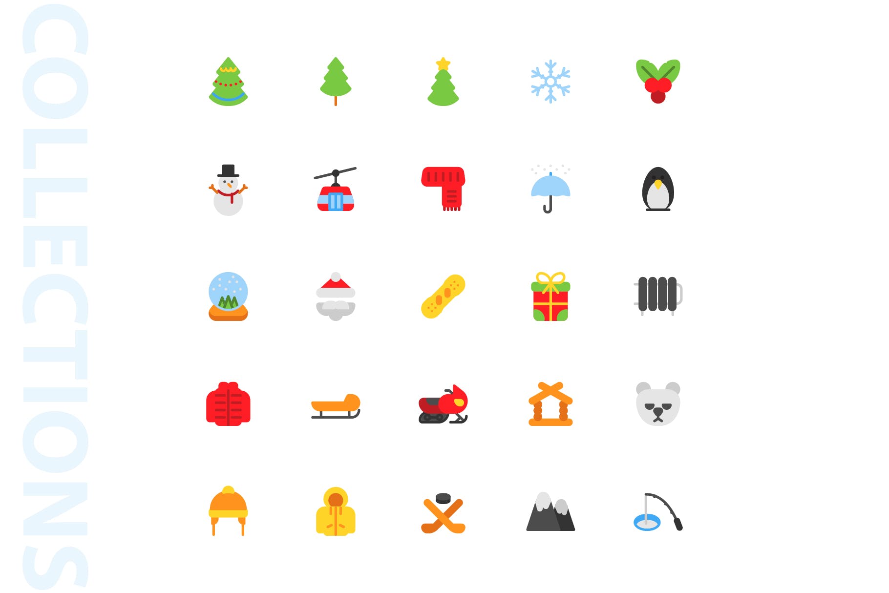 25枚冬天主题扁平设计风格矢量蚂蚁素材精选图标v1 Winter Flat Icons插图(3)