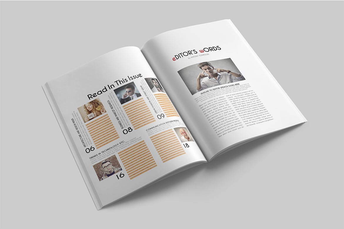 一套专业干净设计风格InDesign第一素材精选杂志模板 Magazine Template插图(1)