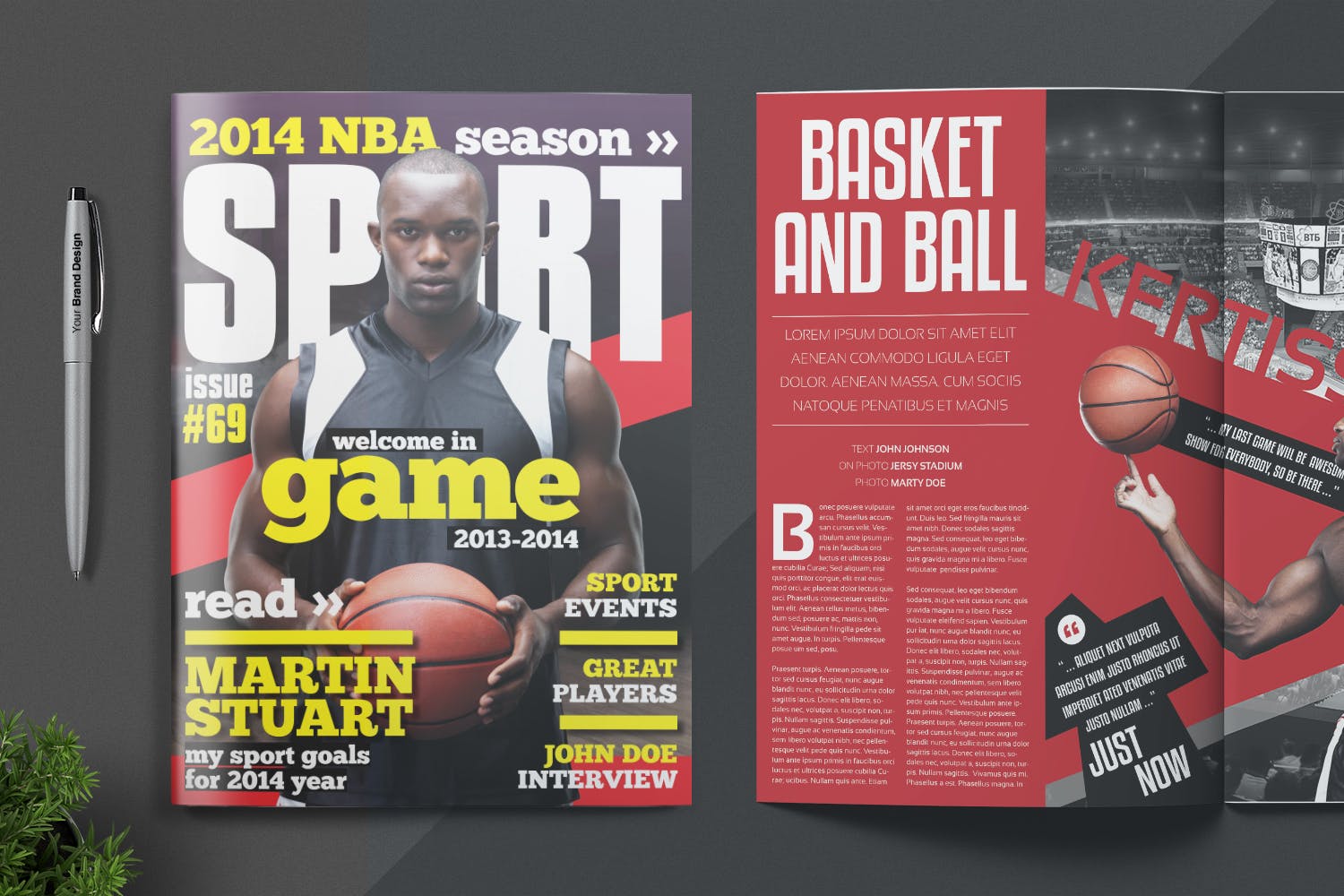 NBA篮球赛事第一素材精选杂志版式设计模板 Magazine Template插图