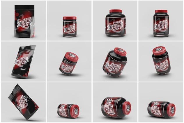 运动营养补充剂包装设计蚂蚁素材精选模板 Sport Nutrition Packages Mock-Up插图(6)