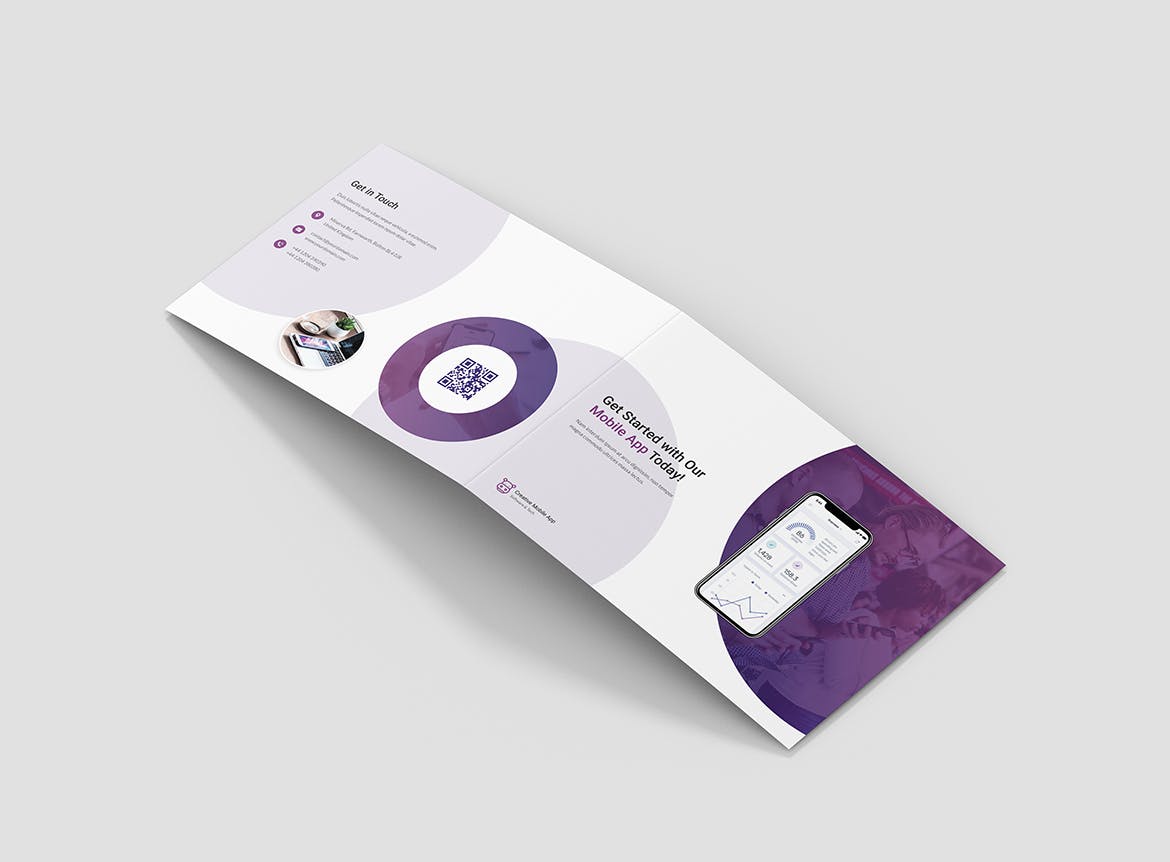 创意APP应用程序折页宣传单设计模板 Brochure – Creative App Bi-Fold A5 Landscape插图(2)