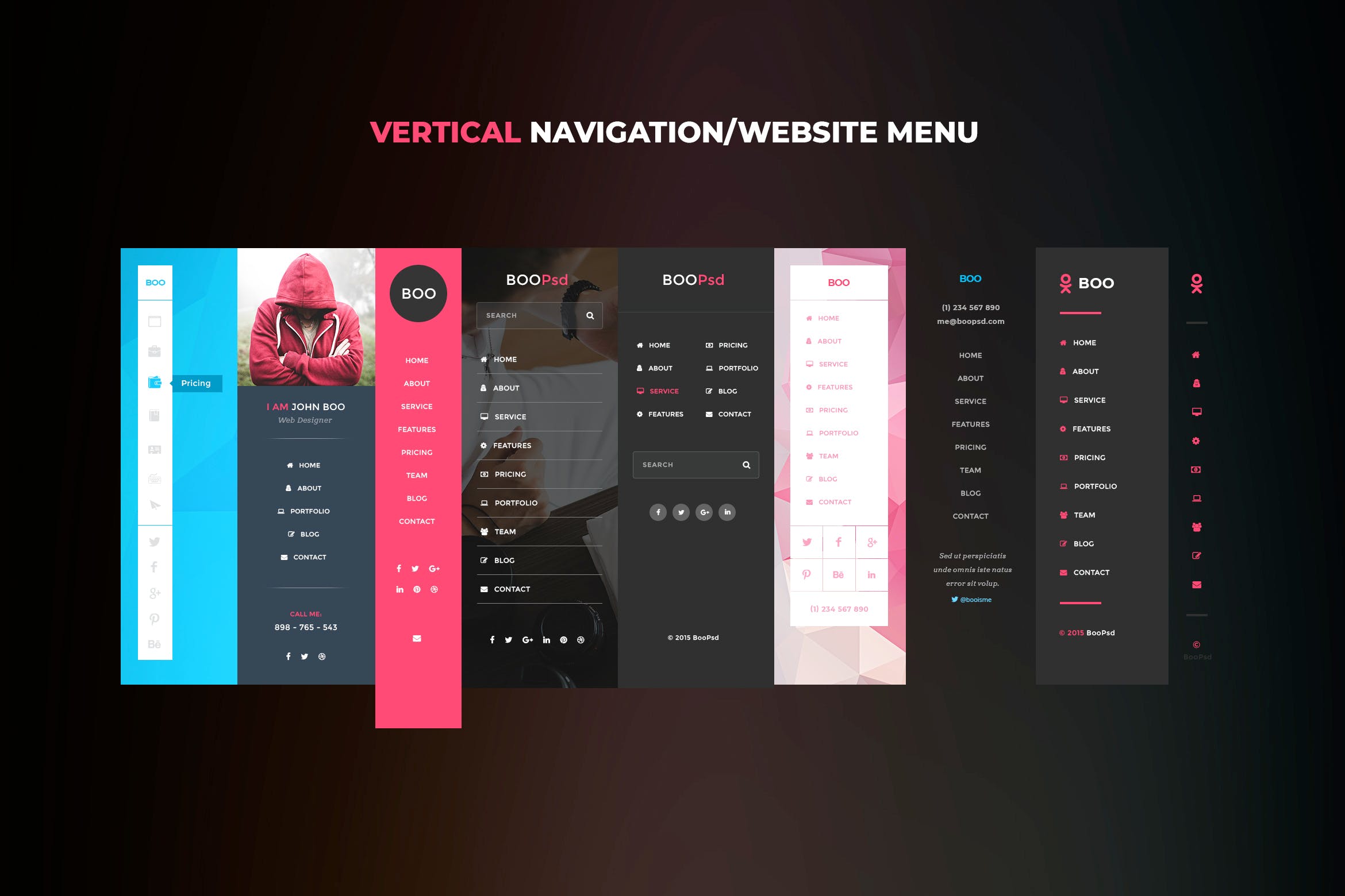 网站垂直菜单UI设计第一素材精选模板 Vertical Website Menu UI Kits插图
