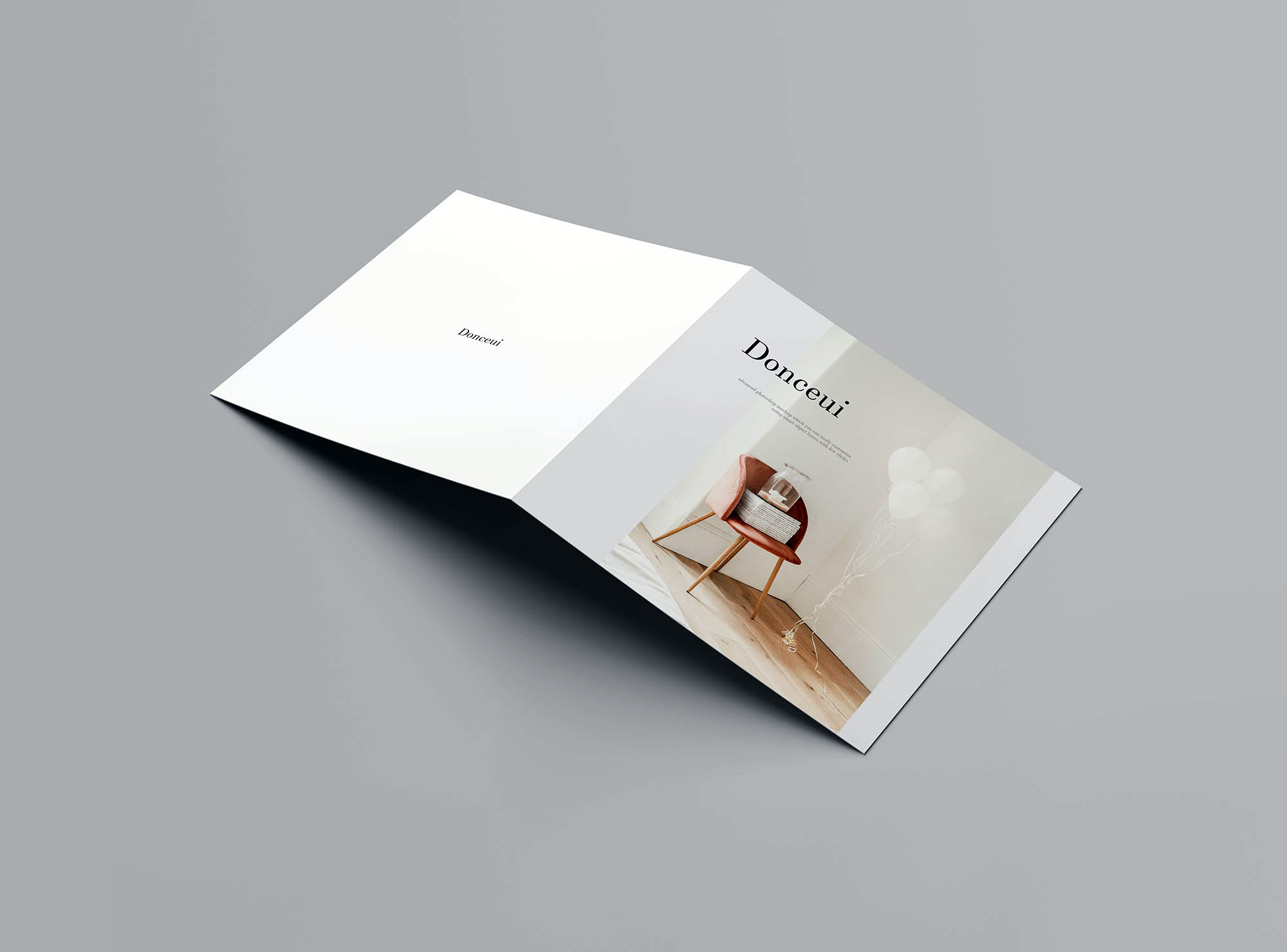 方形双折叠小册子封面&内页设计图样机大洋岛精选 Square Bifold Brochure Mockup插图6