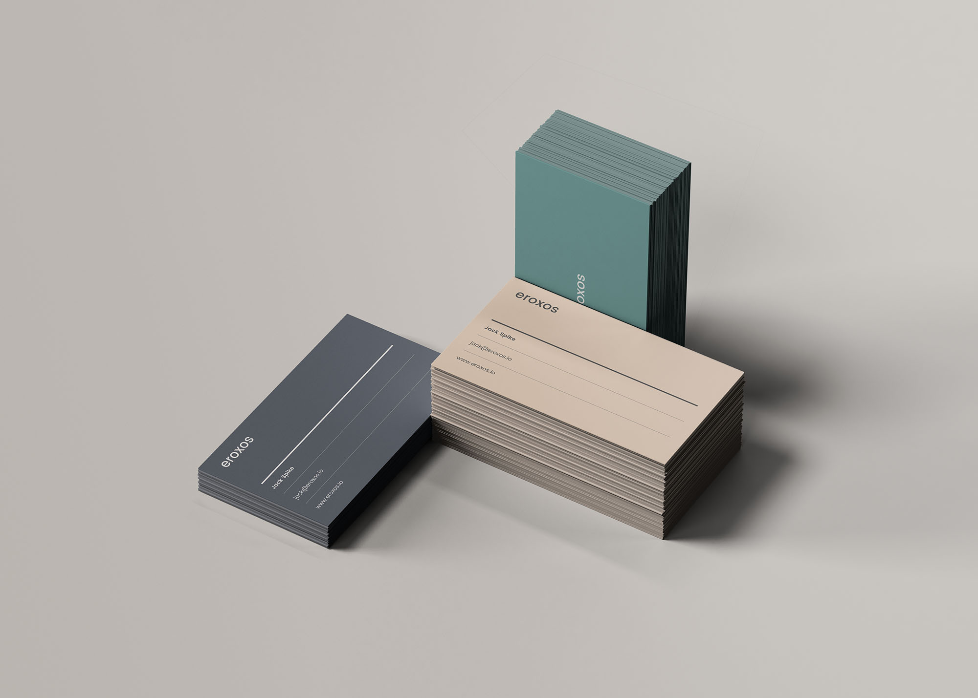 企业名片三种堆叠状态展示大洋岛精选模板 3 Business Card Stacks Mockup插图