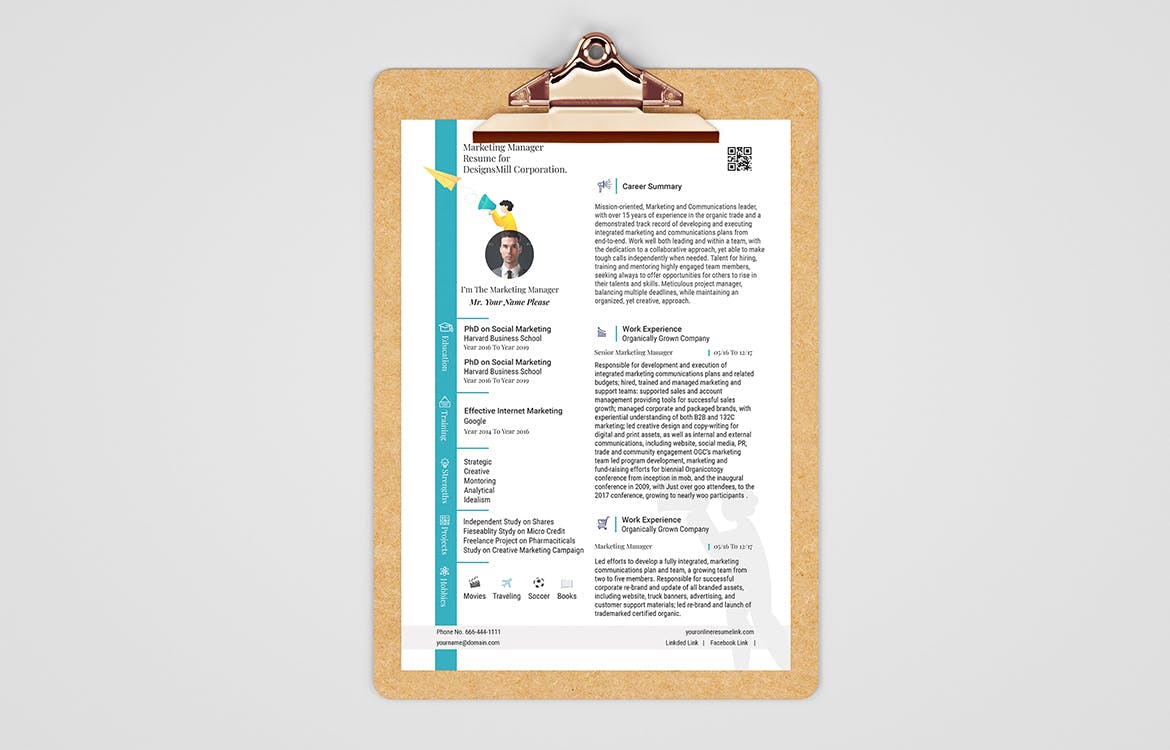 营销经理单页第一素材精选简历模板 Marketing Manager Resume插图(2)