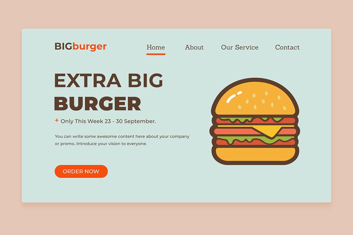 汉堡品牌网站着陆页设计模板 Burger Landing Page插图