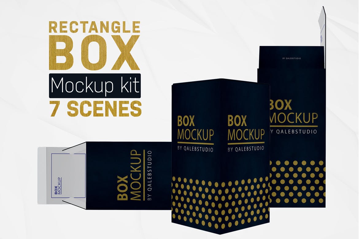 矩形包装盒外观设计效果图蚂蚁素材精选套装 Rectangle Box kit插图