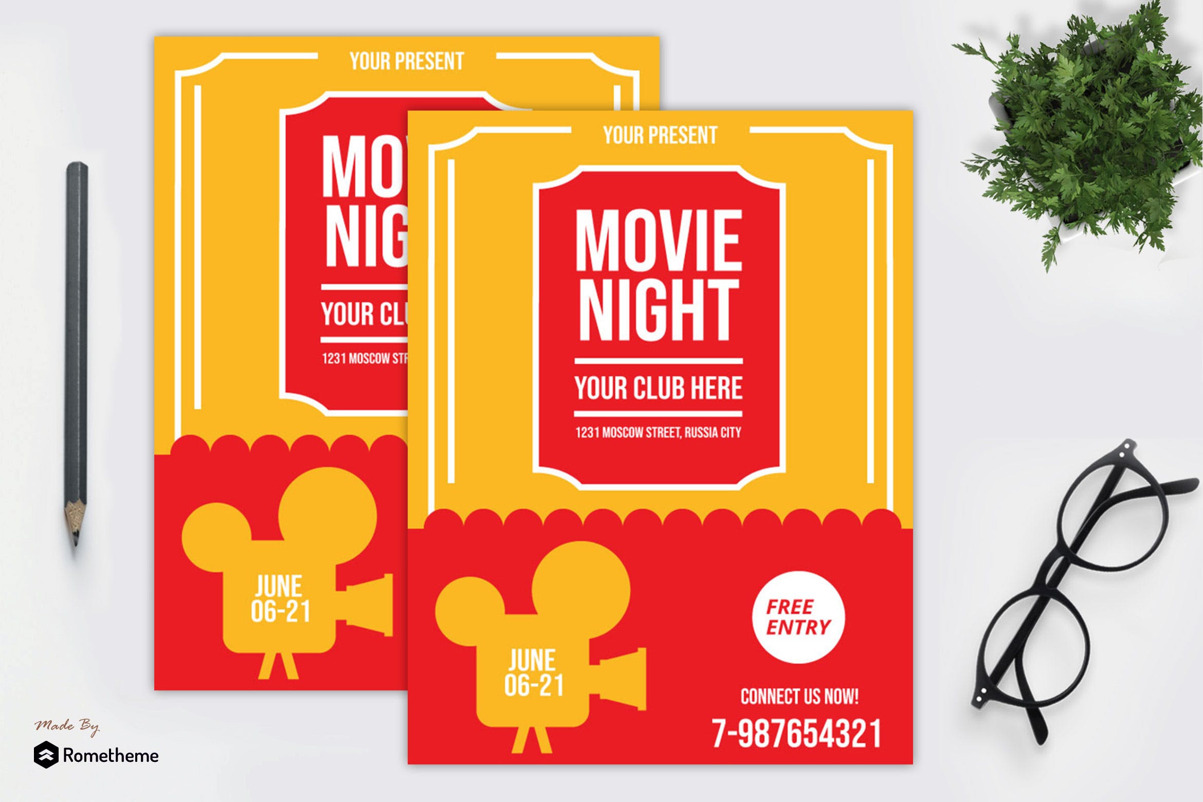 电影之夜活动海报传单第一素材精选PSD模板v2 Movie Night Flyer vol. 02 MR插图