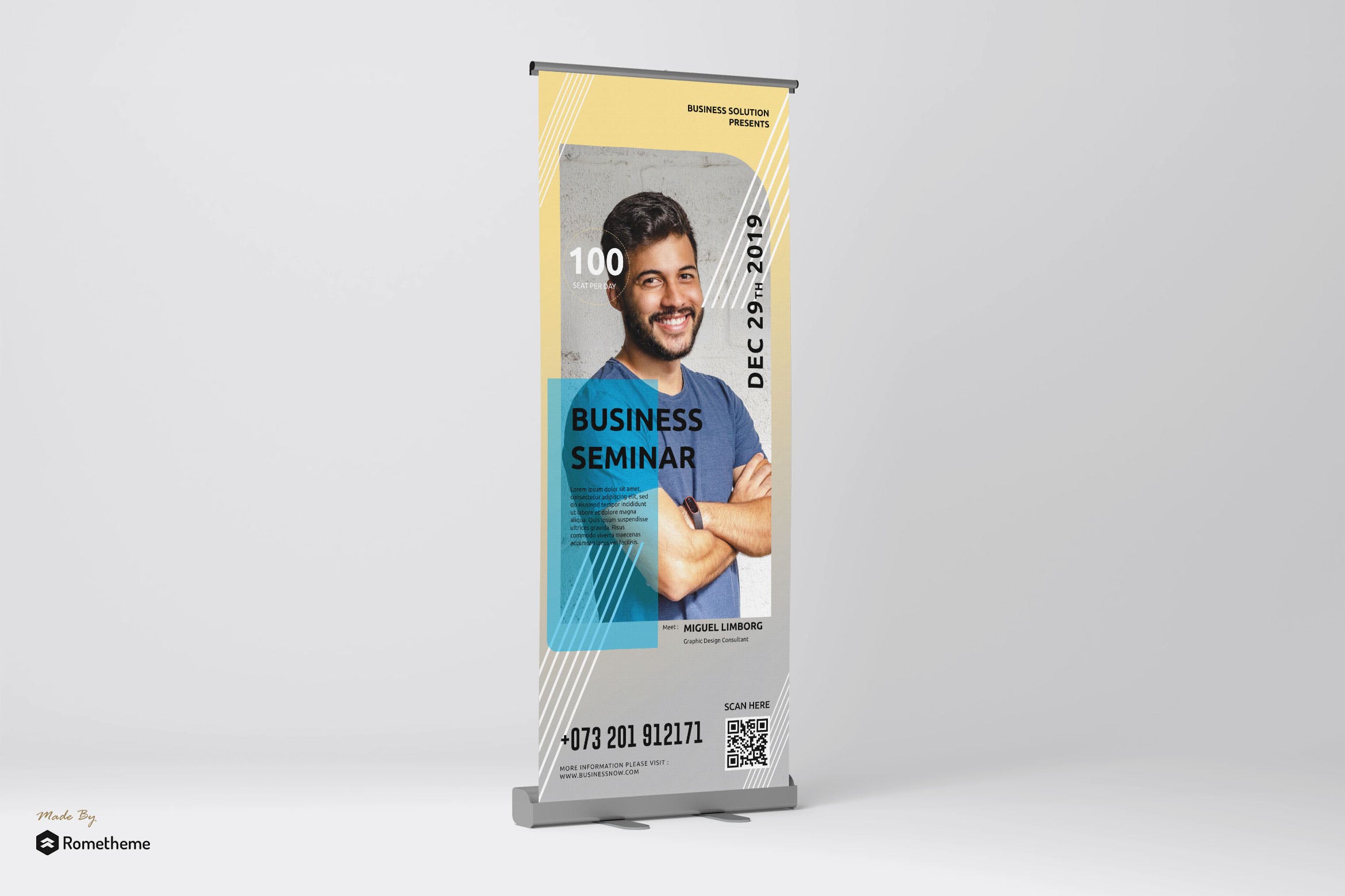 商业演讲活动X展架广告海报PSD素材第一素材精选模板 Motivator – Business Speaker Roll-up Banner RY插图