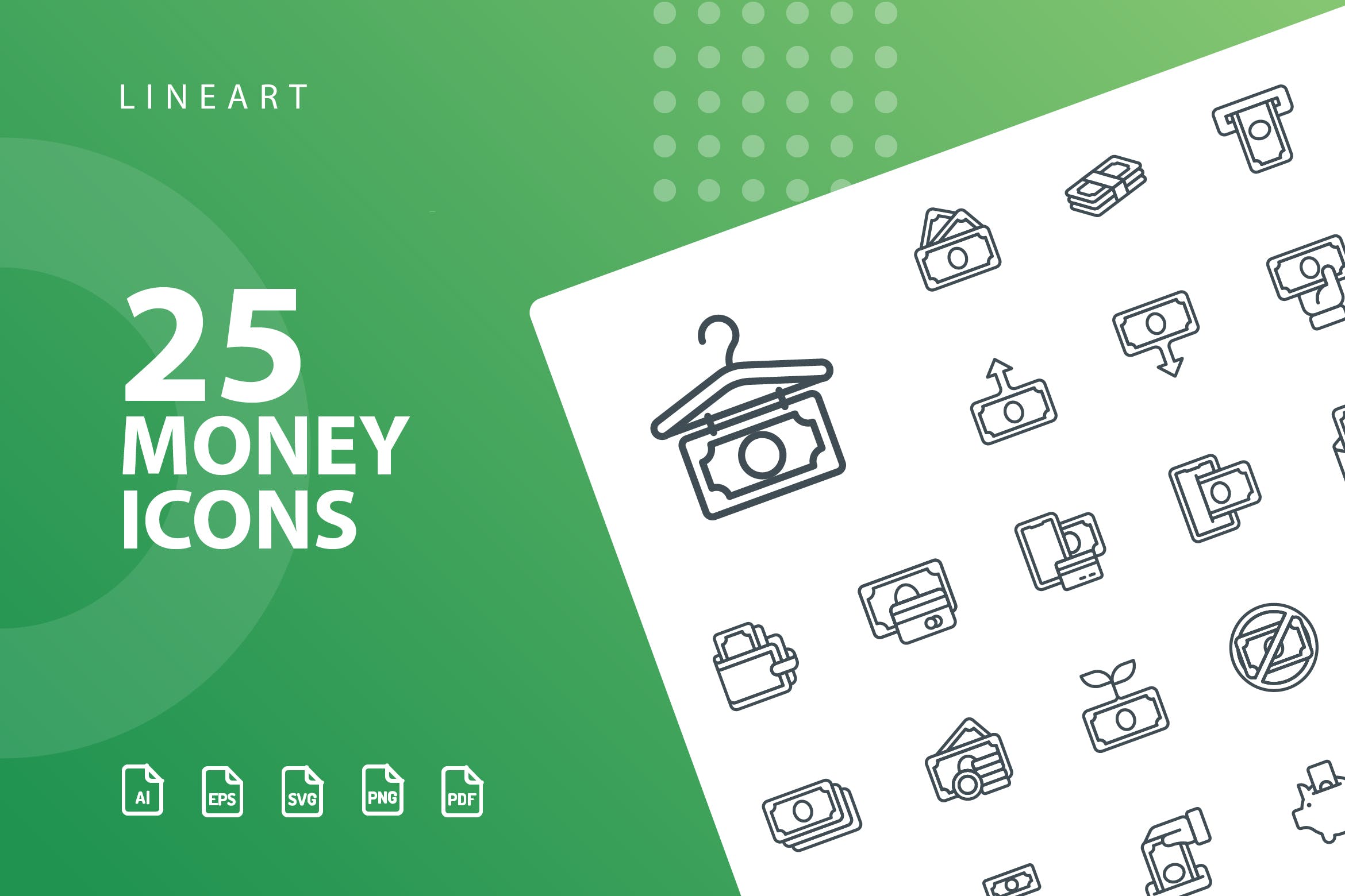 25枚金钱主题矢量线性第一素材精选图标 Money Lineart Icons插图