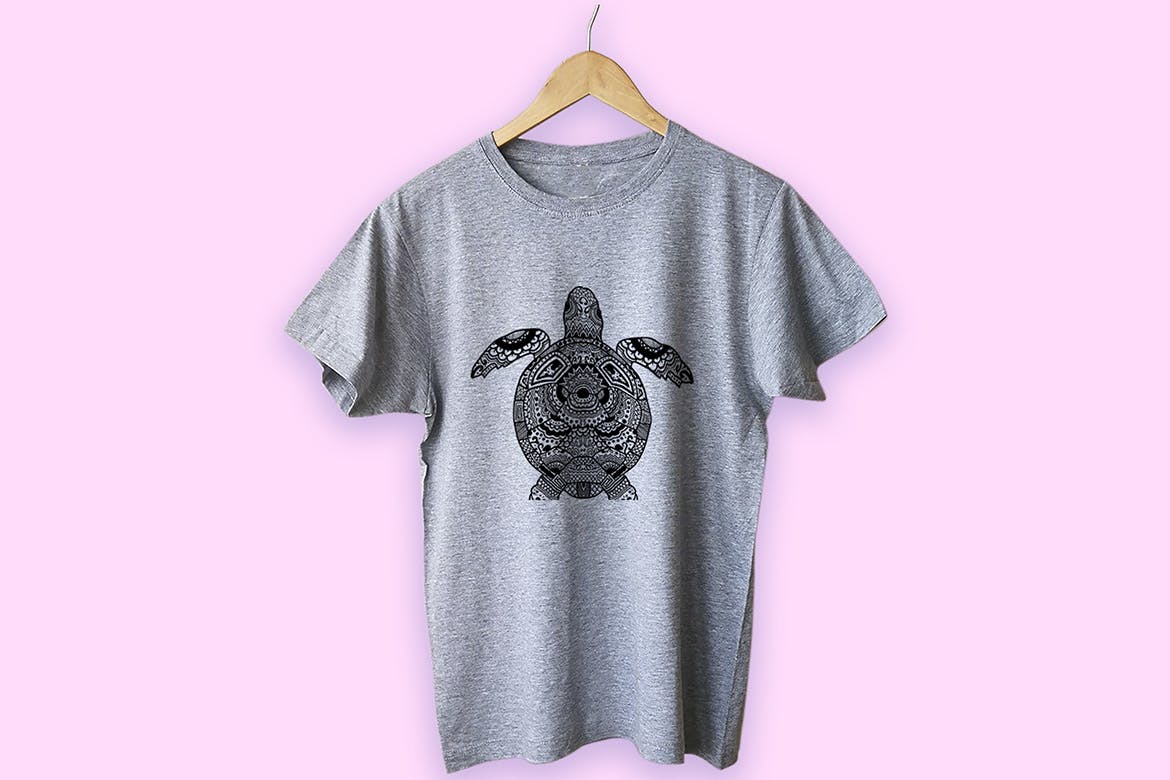 乌龟-曼陀罗花手绘T恤设计矢量插画蚂蚁素材精选素材 Turtle Mandala T-shirt Design Vector Illustration插图(3)