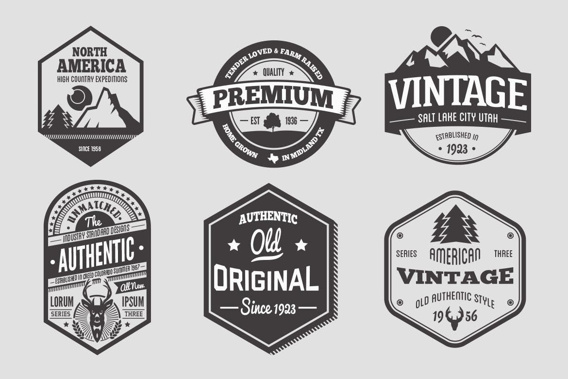 18个复古设计风徽章&品牌商标Logo设计大洋岛精选模板 18 Vintage Badges and Logos插图1