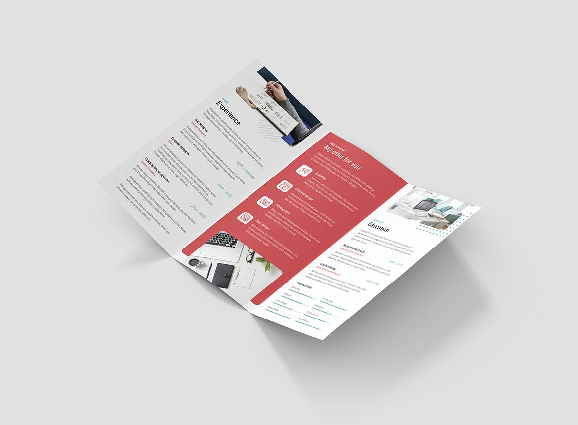 竖版印刷三折页创意第一素材精选简历模板 Brochure – Resume Tri-Fold插图(3)