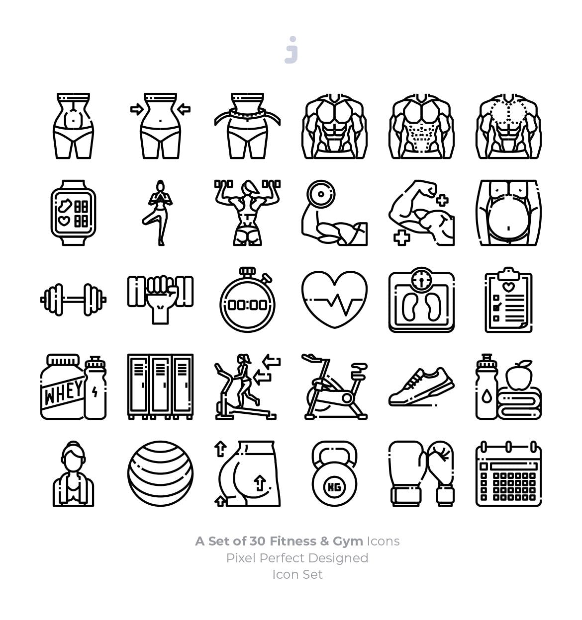 30枚健身运动主题矢量第一素材精选图标 30 Fitness & Gym Icons插图(2)